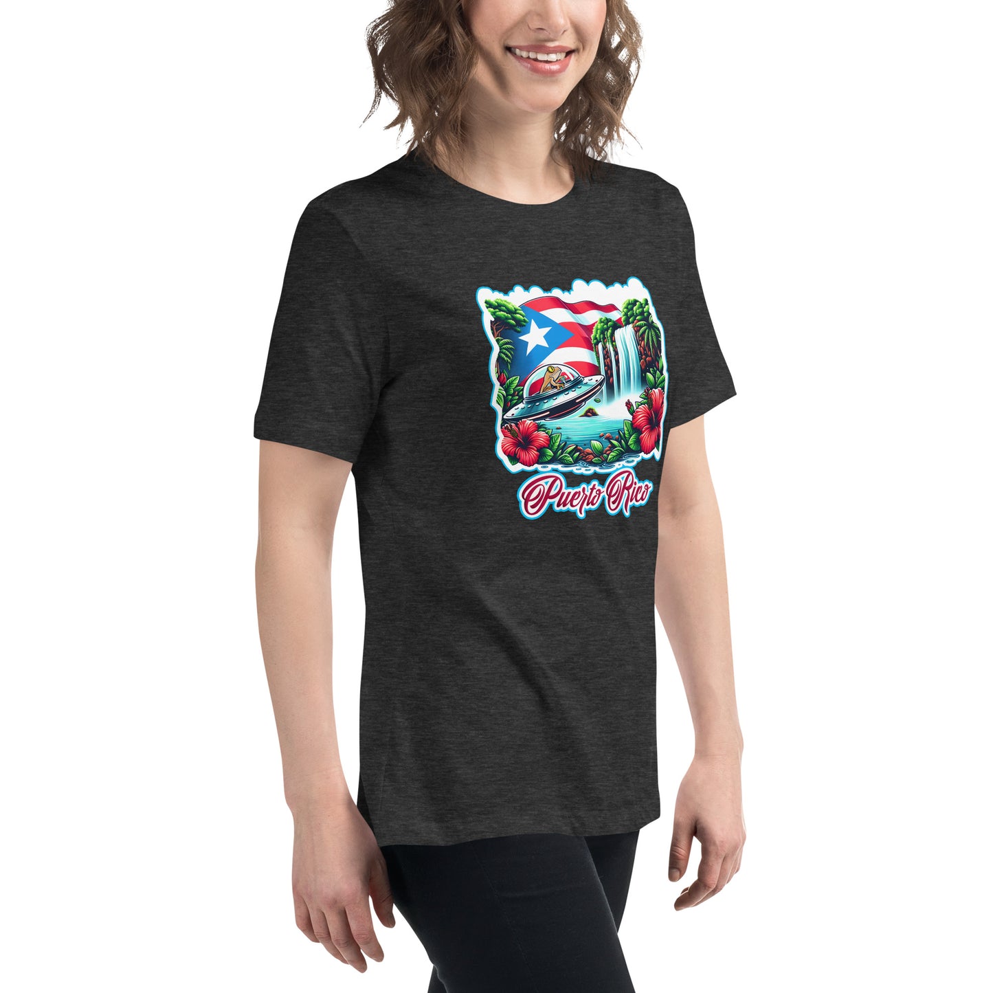 Graffytees Puerto Rico Coqui in UFO Women's Relaxed T-Shirt