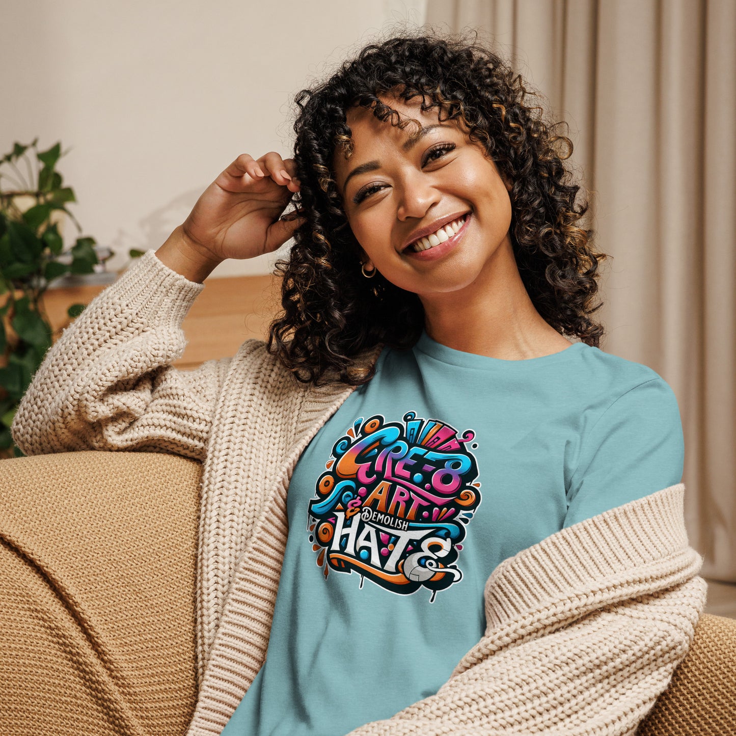 Graffytees CRE-8 Art design Women's Relaxed T-Shirt