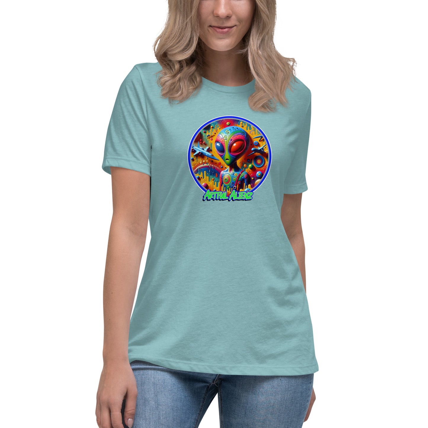 Graffytees Artful Alienz colorful graffiti design Women's Relaxed T-Shirt