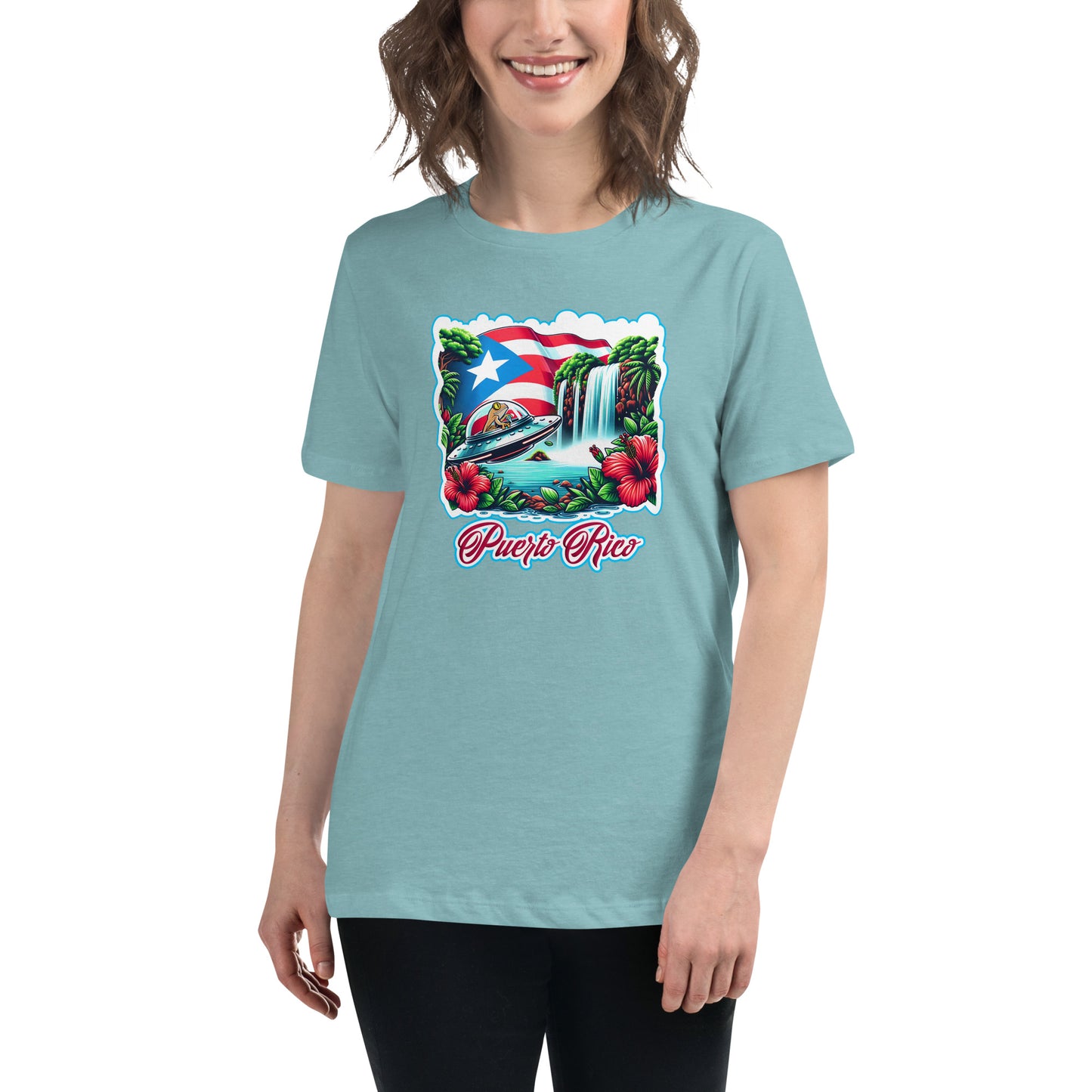 Graffytees Puerto Rico Coqui in UFO Women's Relaxed T-Shirt