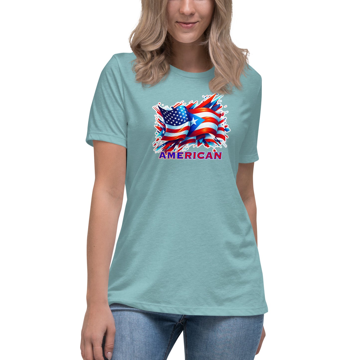Graffytees AME-RICAN flags US-PR Women's Relaxed T-Shirt