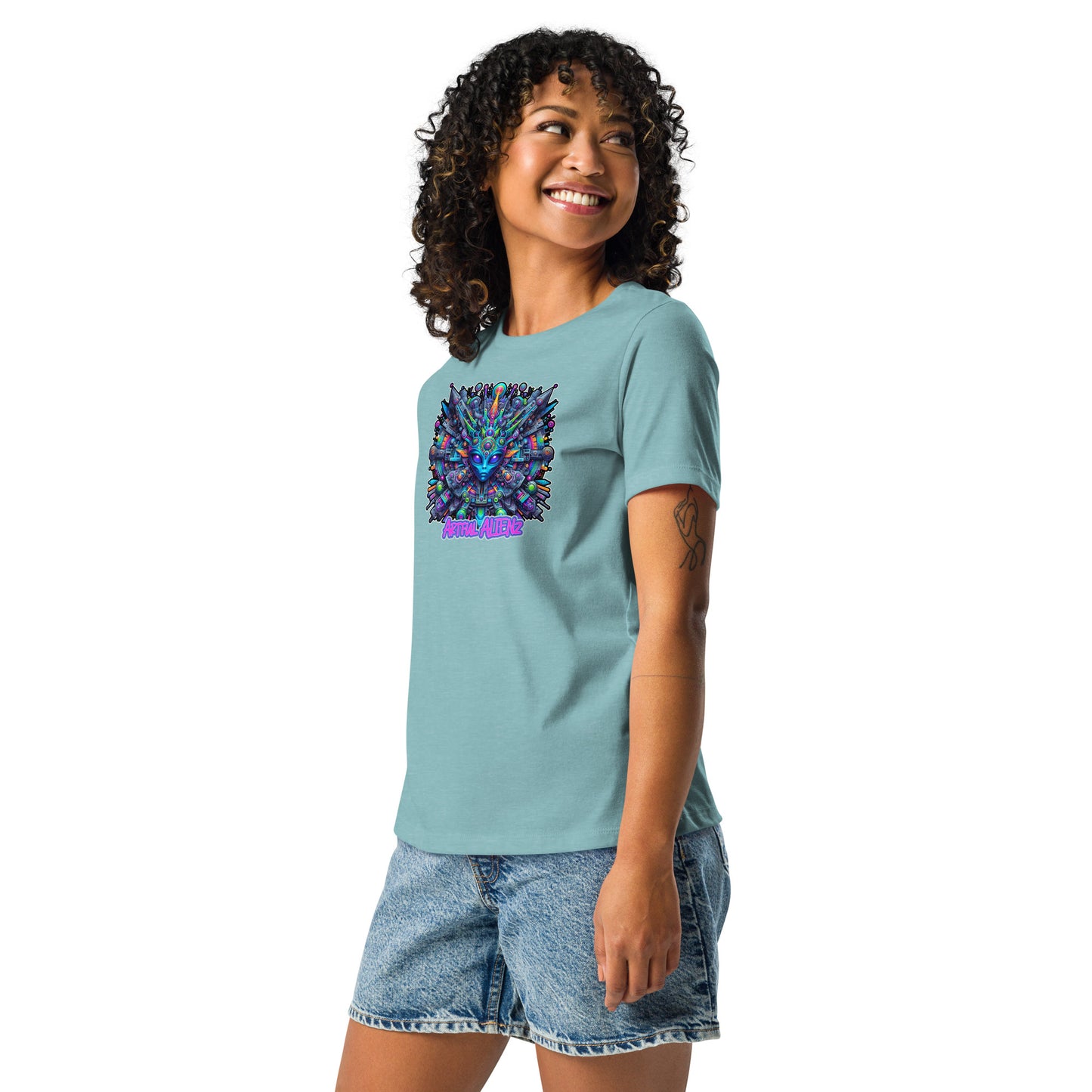 Graffytees Artful Alienz Purp designWomen's Relaxed T-Shirt