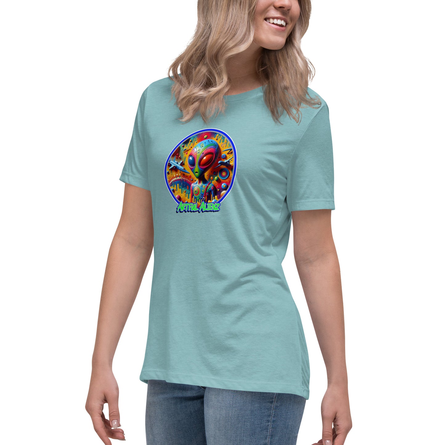 Graffytees Artful Alienz colorful graffiti design Women's Relaxed T-Shirt