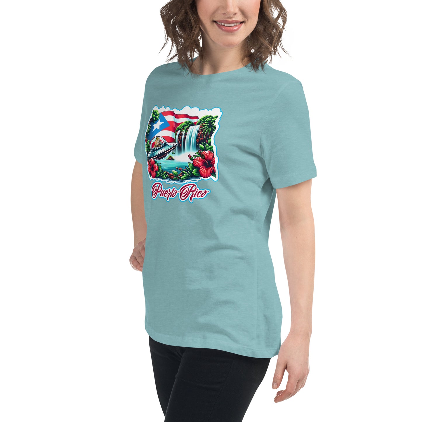 Graffytees Puerto Rico Coqui in UFO Women's Relaxed T-Shirt