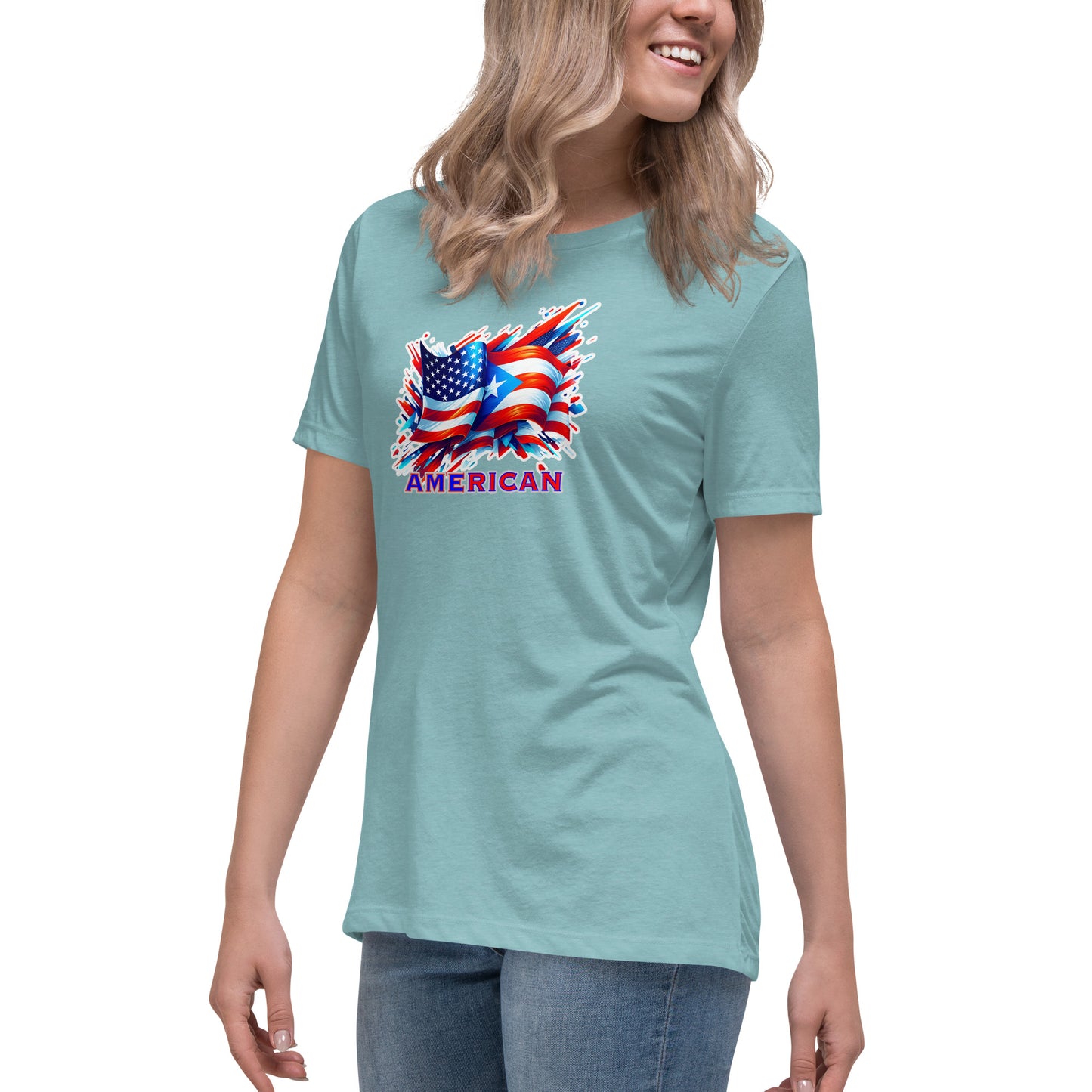 Graffytees AME-RICAN flags US-PR Women's Relaxed T-Shirt
