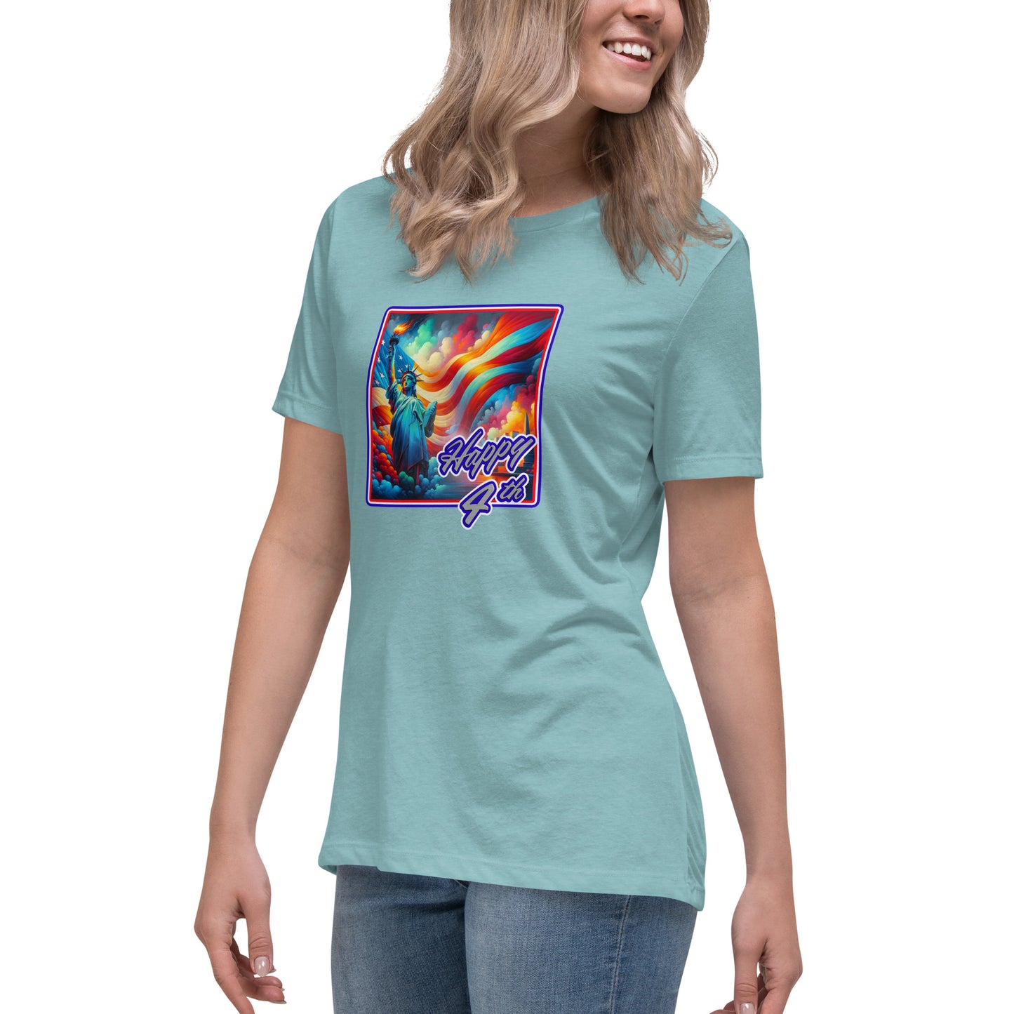 Graffytees Happy 4th of July Women's Relaxed T-Shirt