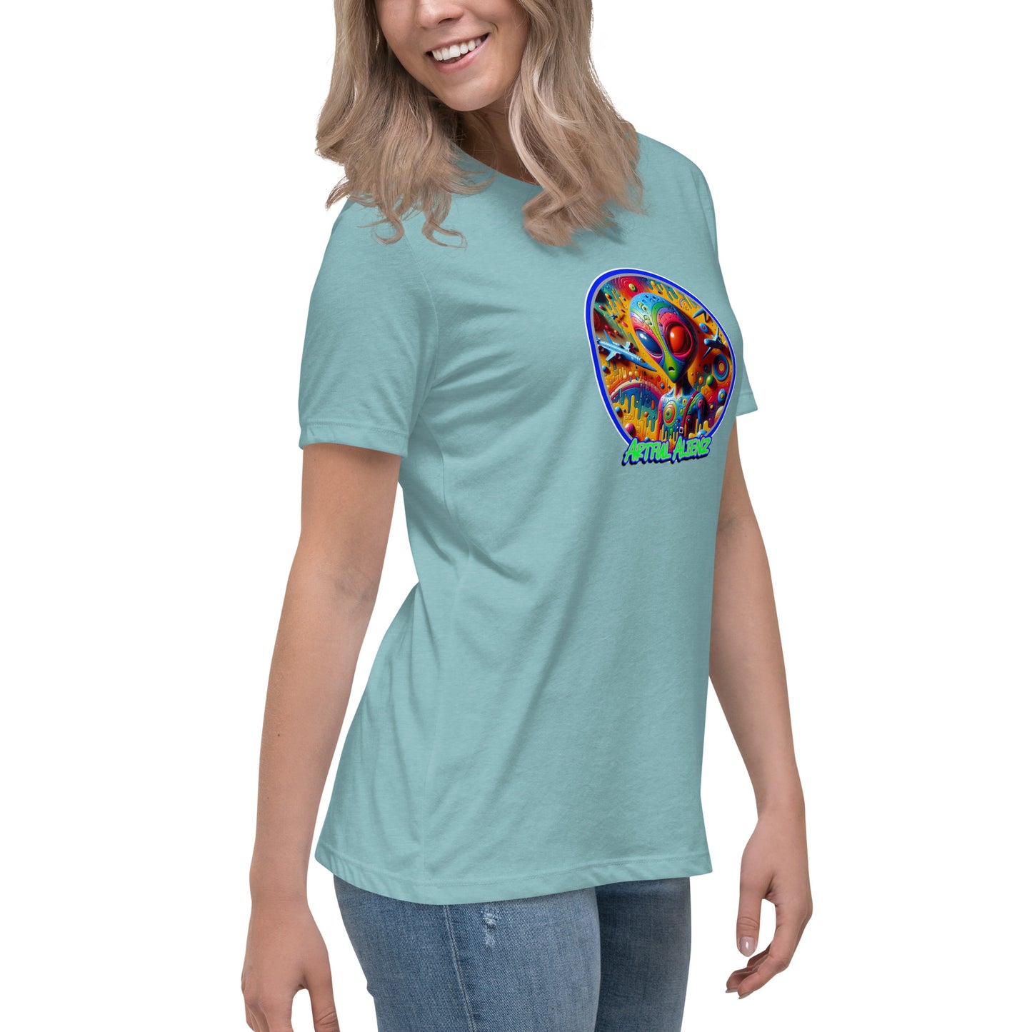 Graffytees Artful Alienz colorful graffiti design Women's Relaxed T-Shirt