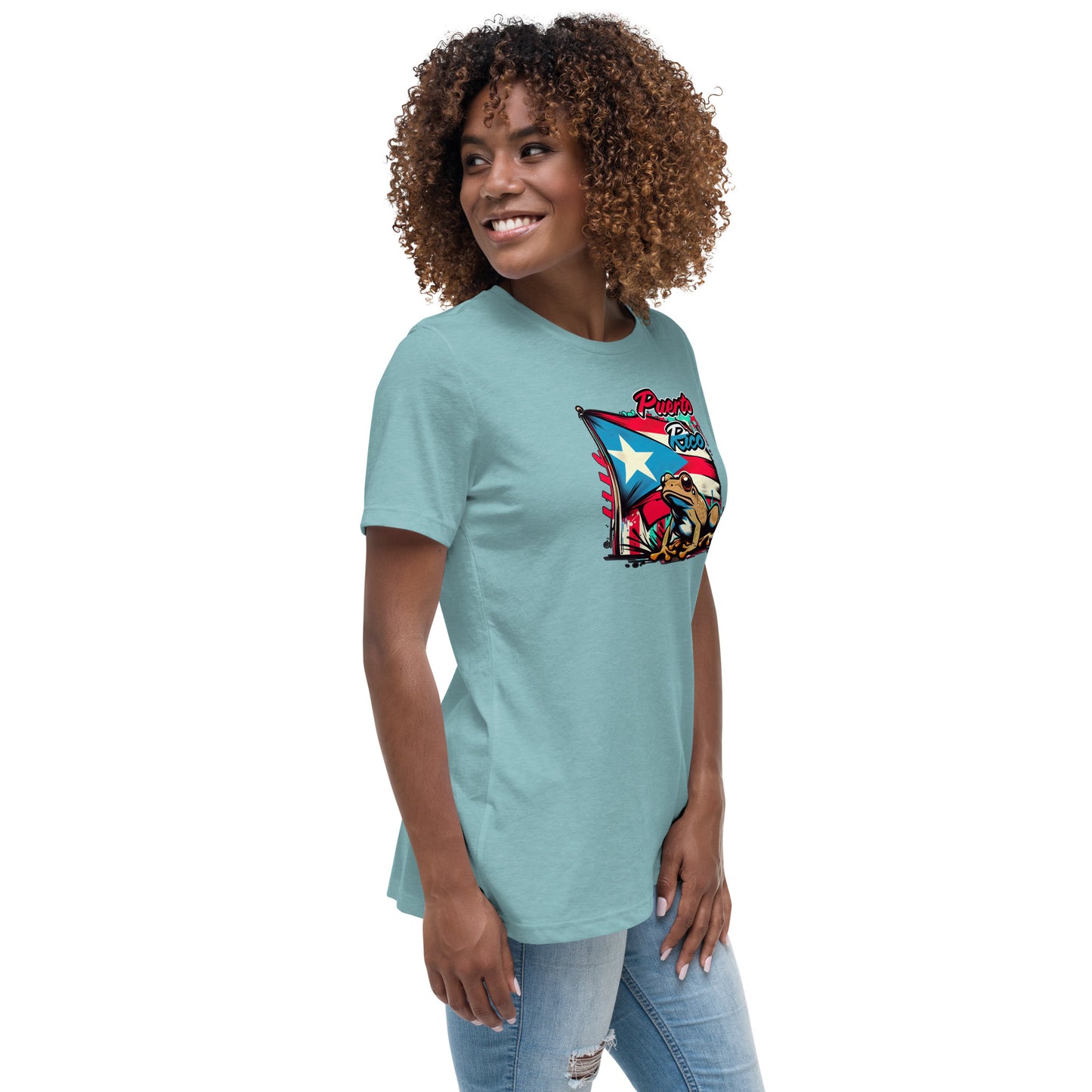 Graffytees Puerto Rico flag and Coqui Women's Relaxed T-Shirt