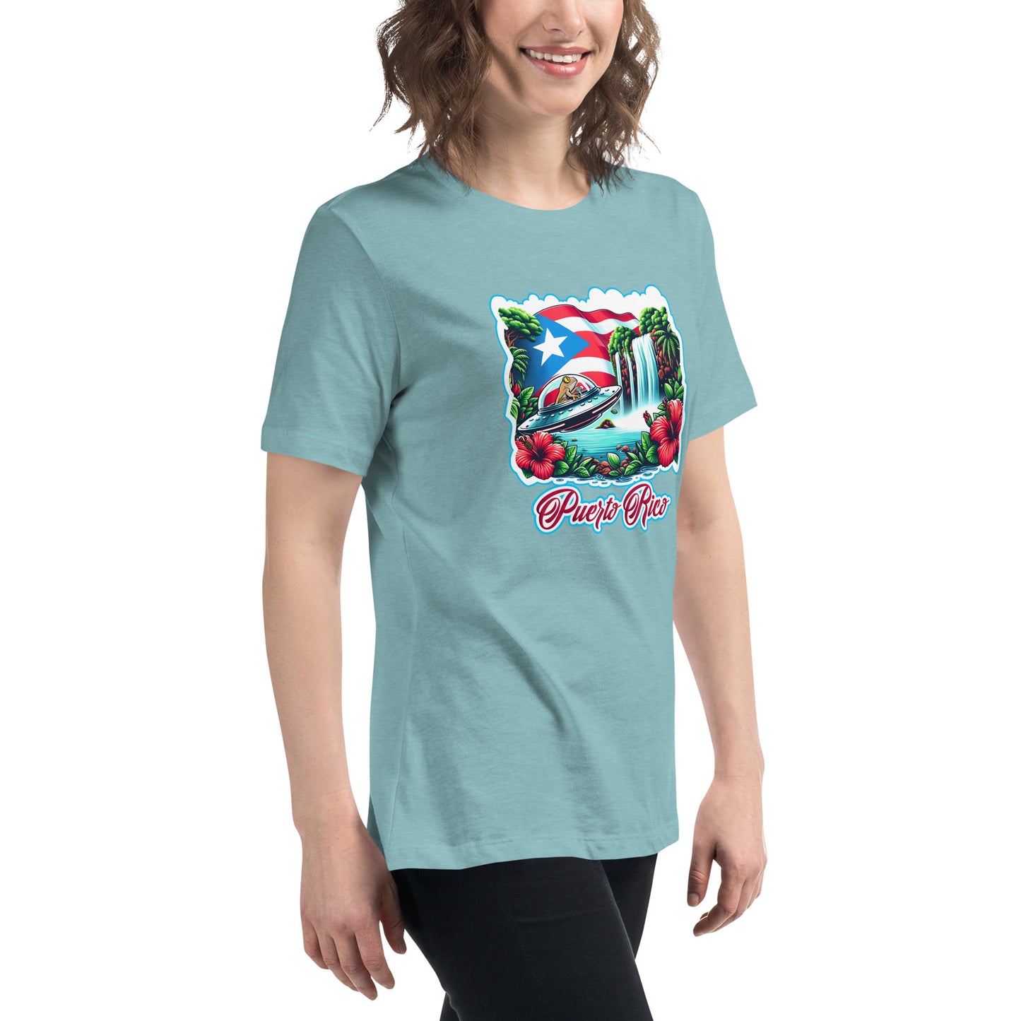 Graffytees Puerto Rico Coqui in UFO Women's Relaxed T-Shirt