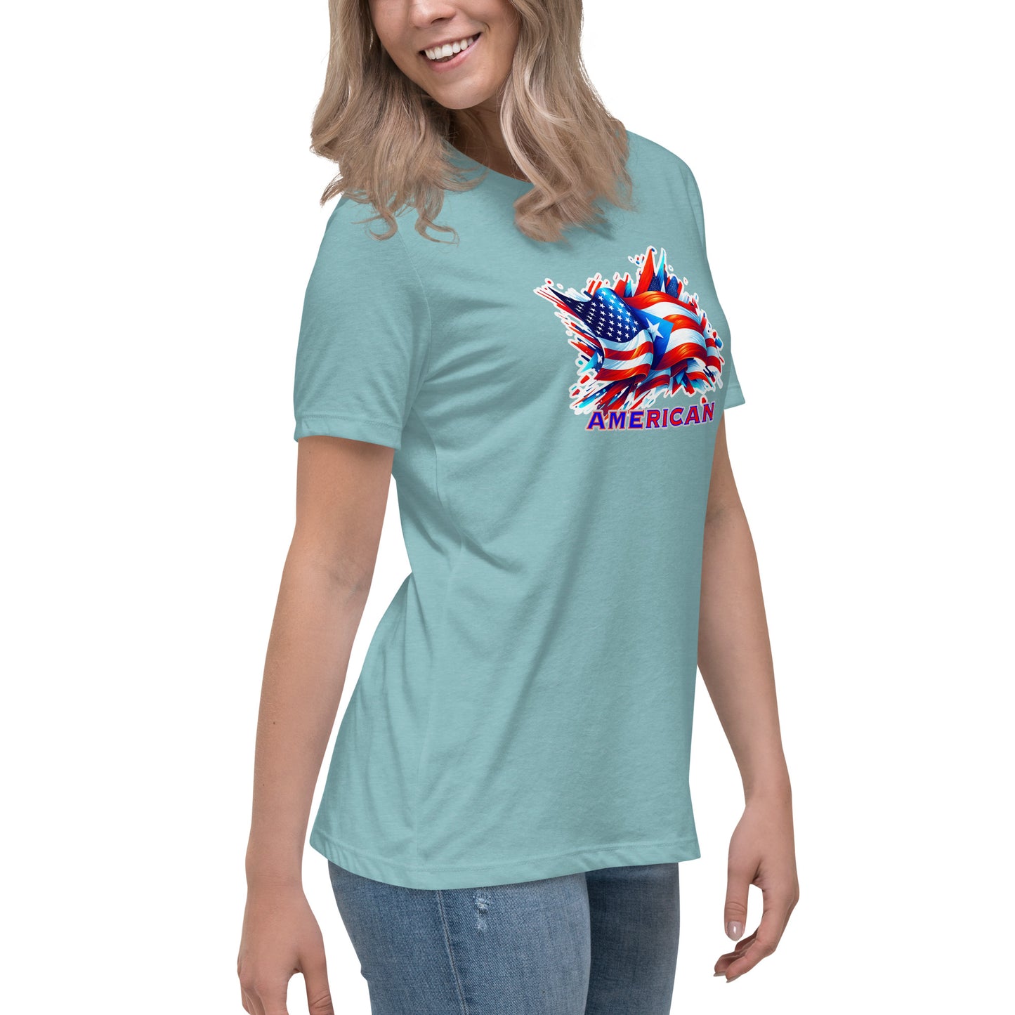 Graffytees AME-RICAN flags US-PR Women's Relaxed T-Shirt
