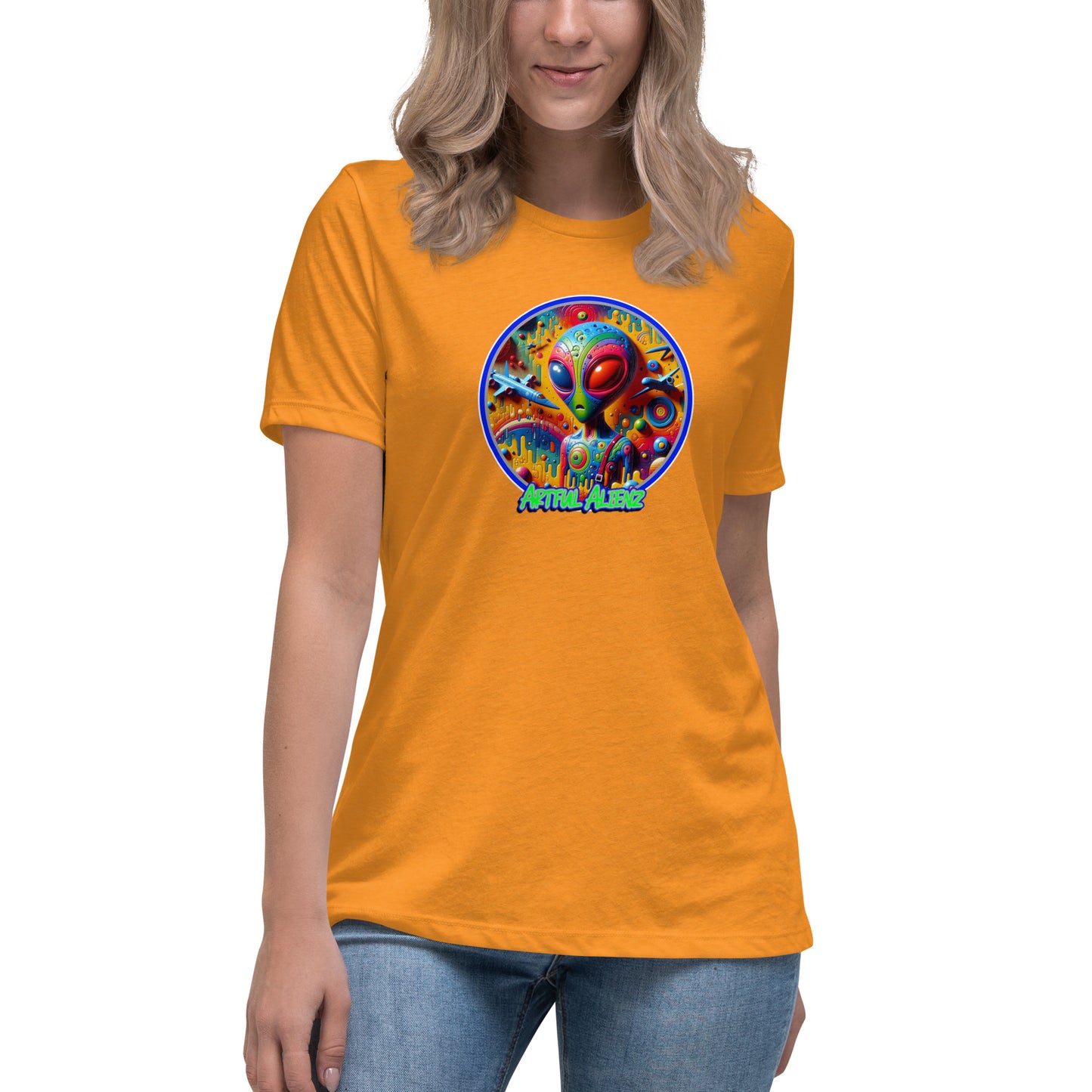 Graffytees Artful Alienz colorful graffiti design Women's Relaxed T-Shirt