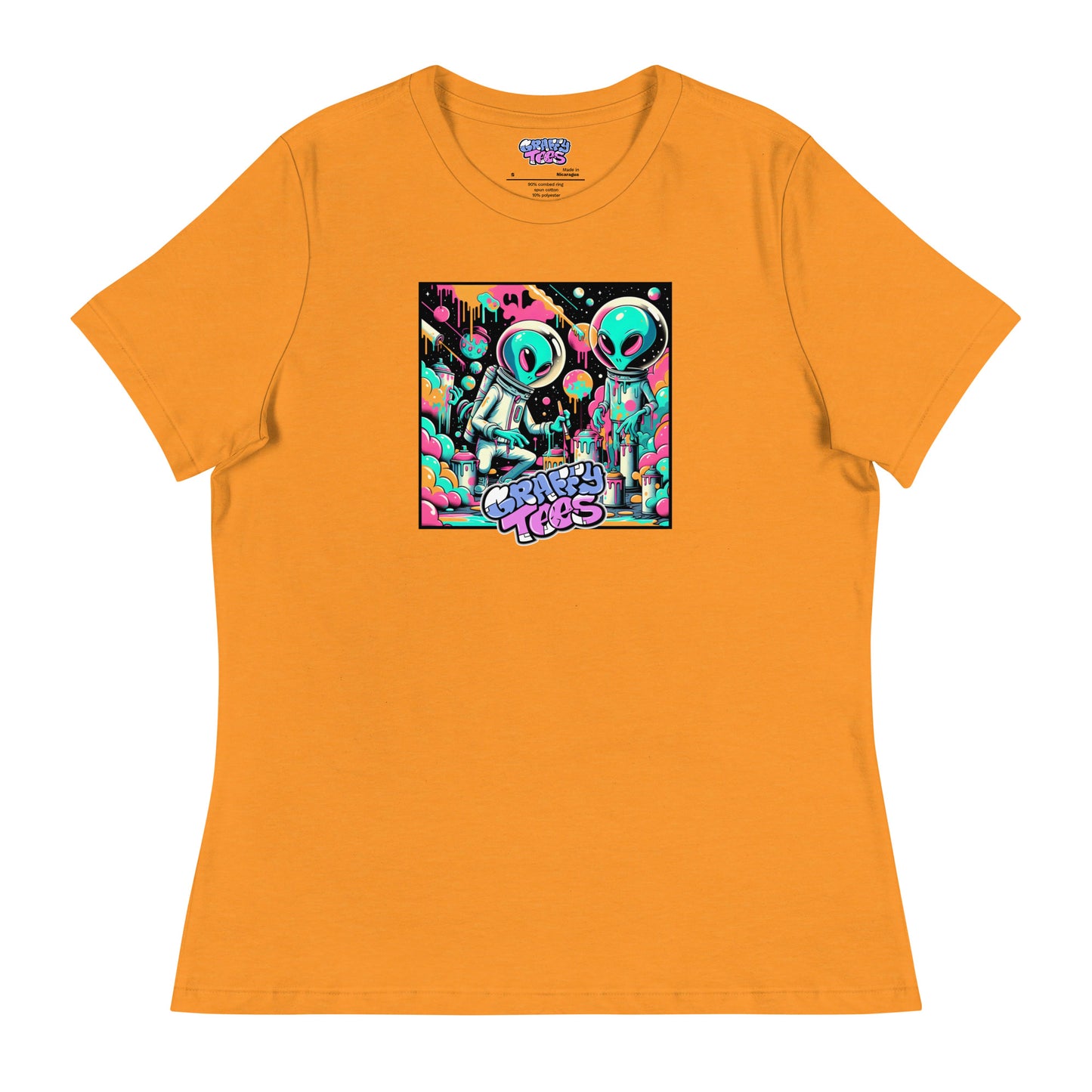 GraffyTees Aliens Painting Women's Relaxed T-Shirt