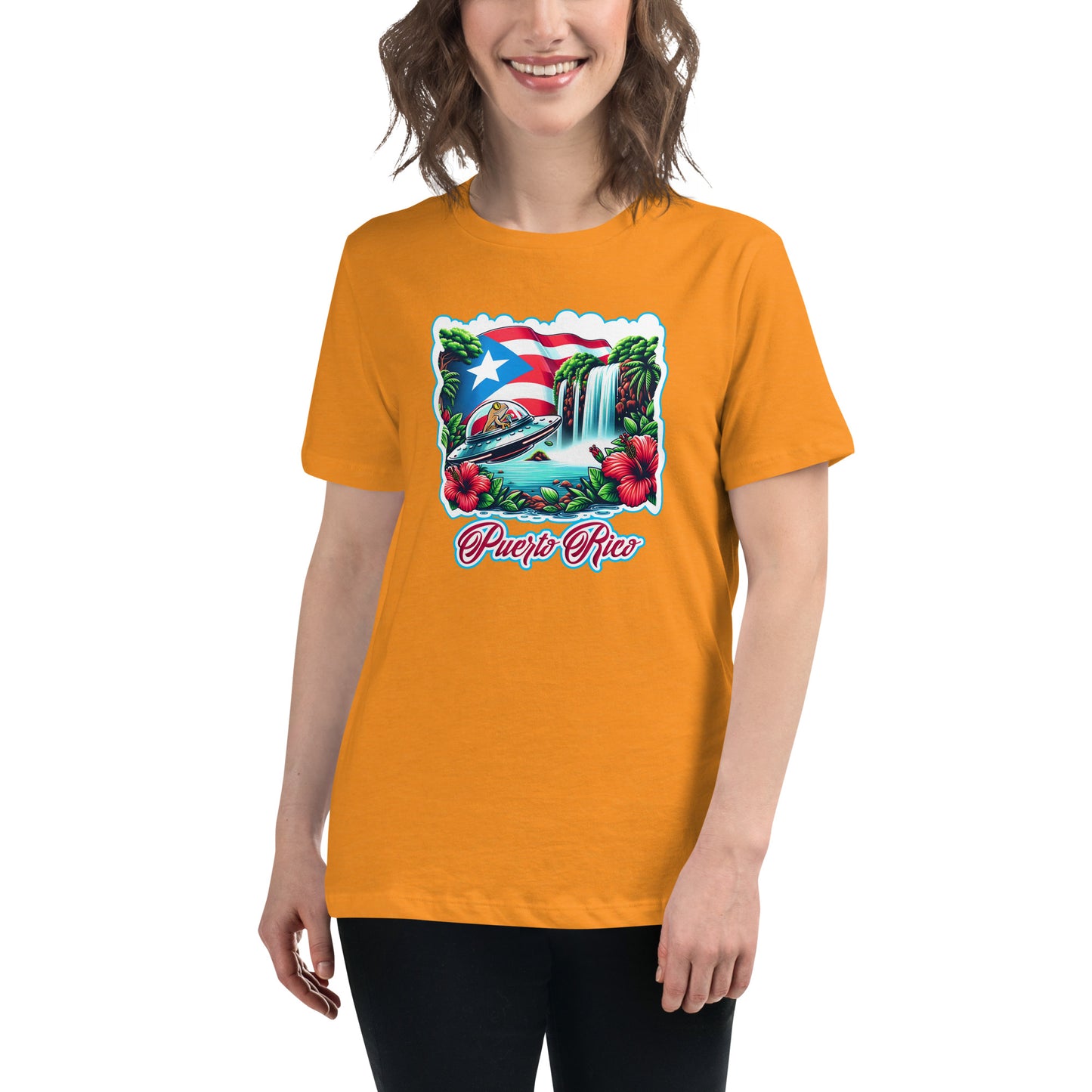 Graffytees Puerto Rico Coqui in UFO Women's Relaxed T-Shirt