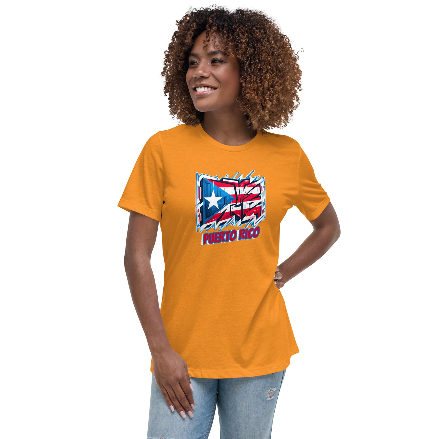 Graffytees Puerto Rico Graffiti flag Women's Relaxed T-Shirt