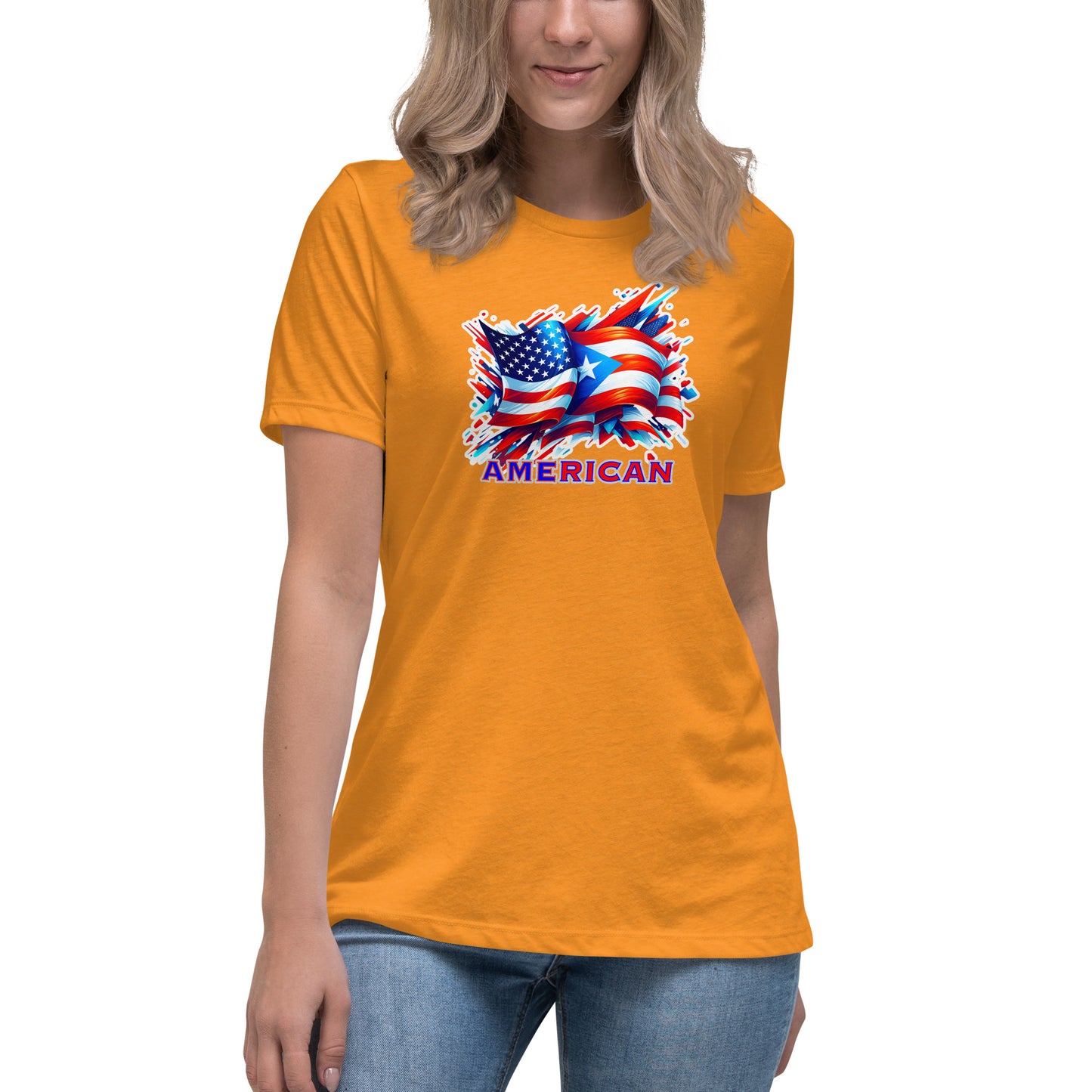 Graffytees AME-RICAN flags US-PR Women's Relaxed T-Shirt
