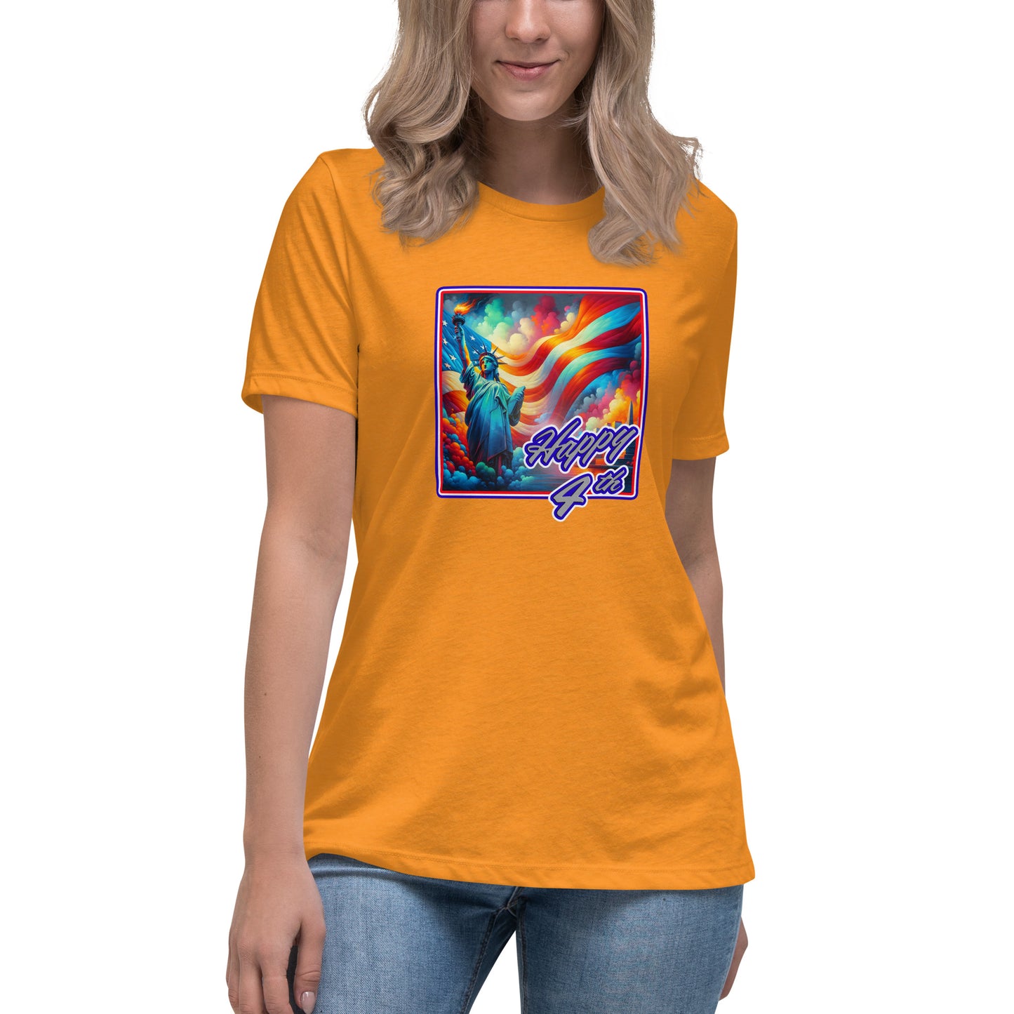 Graffytees Happy 4th of July Women's Relaxed T-Shirt