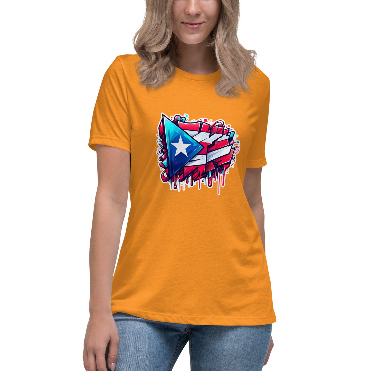 Graffytees graffiti Puerto Rican Flag Women's Relaxed T-Shirt