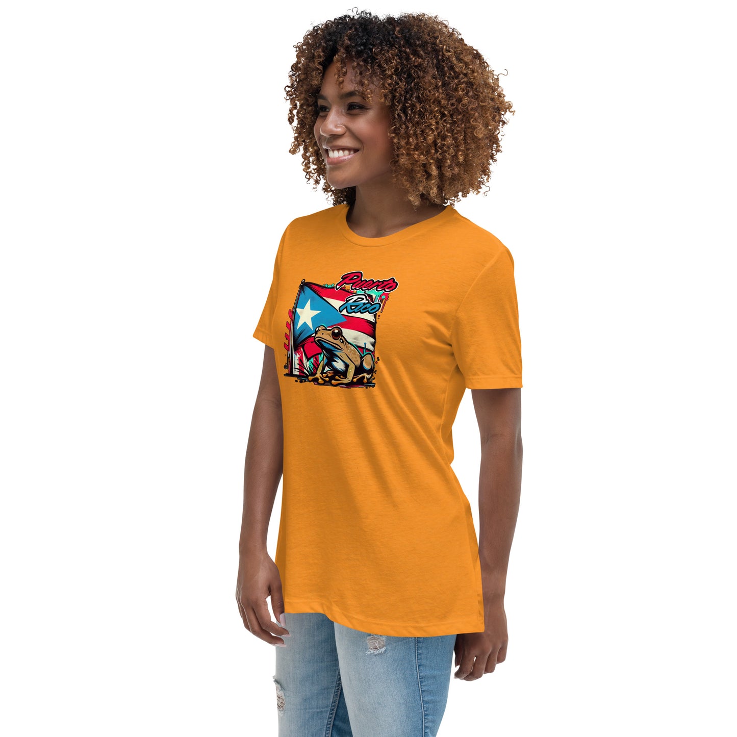 Graffytees Puerto Rico flag and Coqui Women's Relaxed T-Shirt
