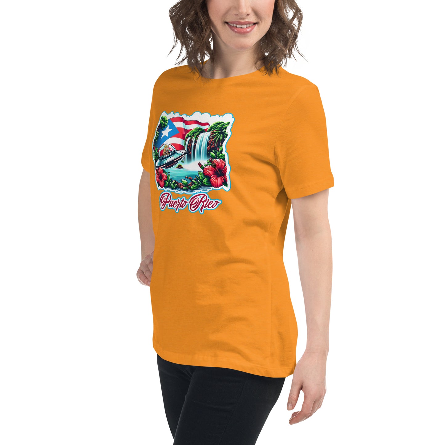 Graffytees Puerto Rico Coqui in UFO Women's Relaxed T-Shirt