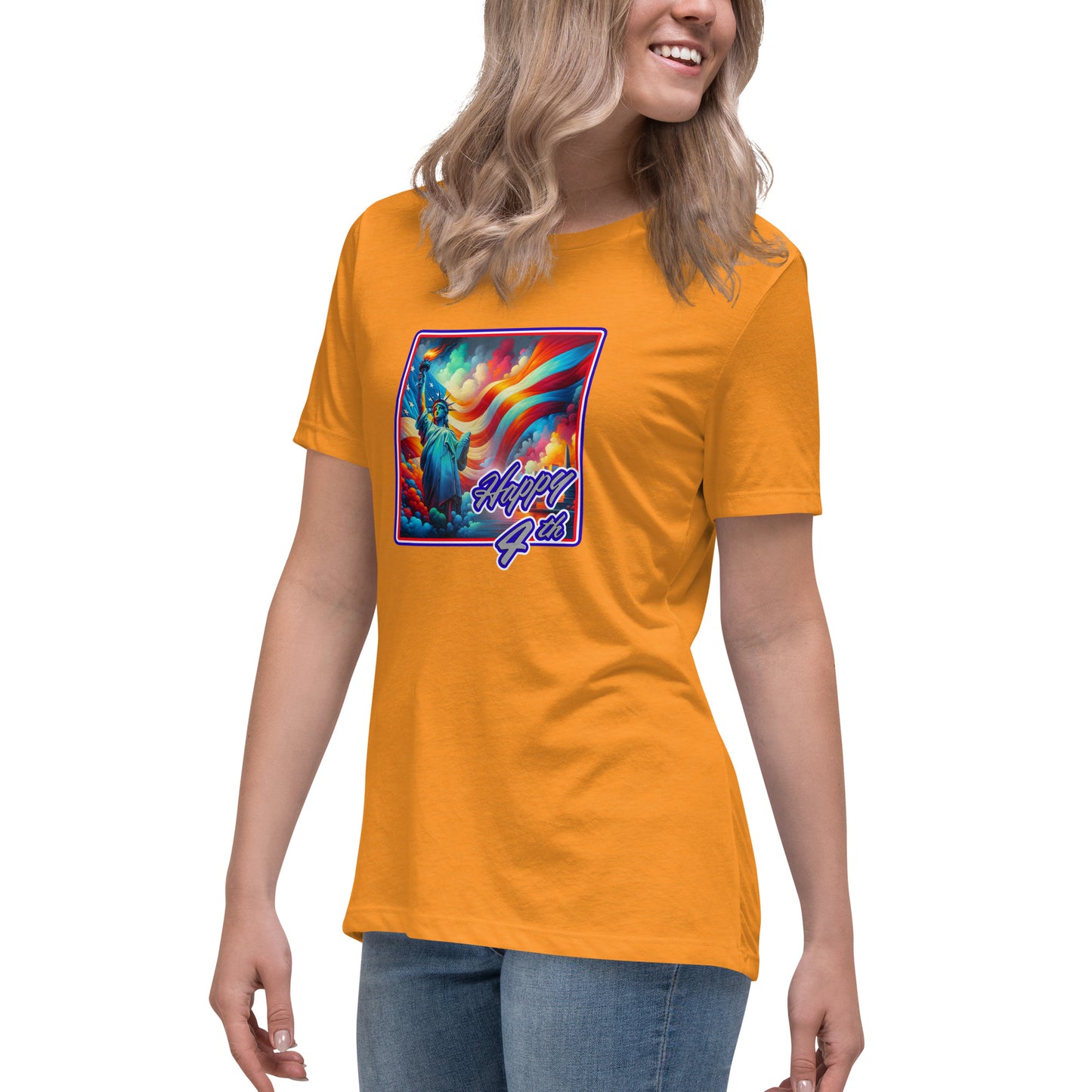 Graffytees Happy 4th of July Women's Relaxed T-Shirt