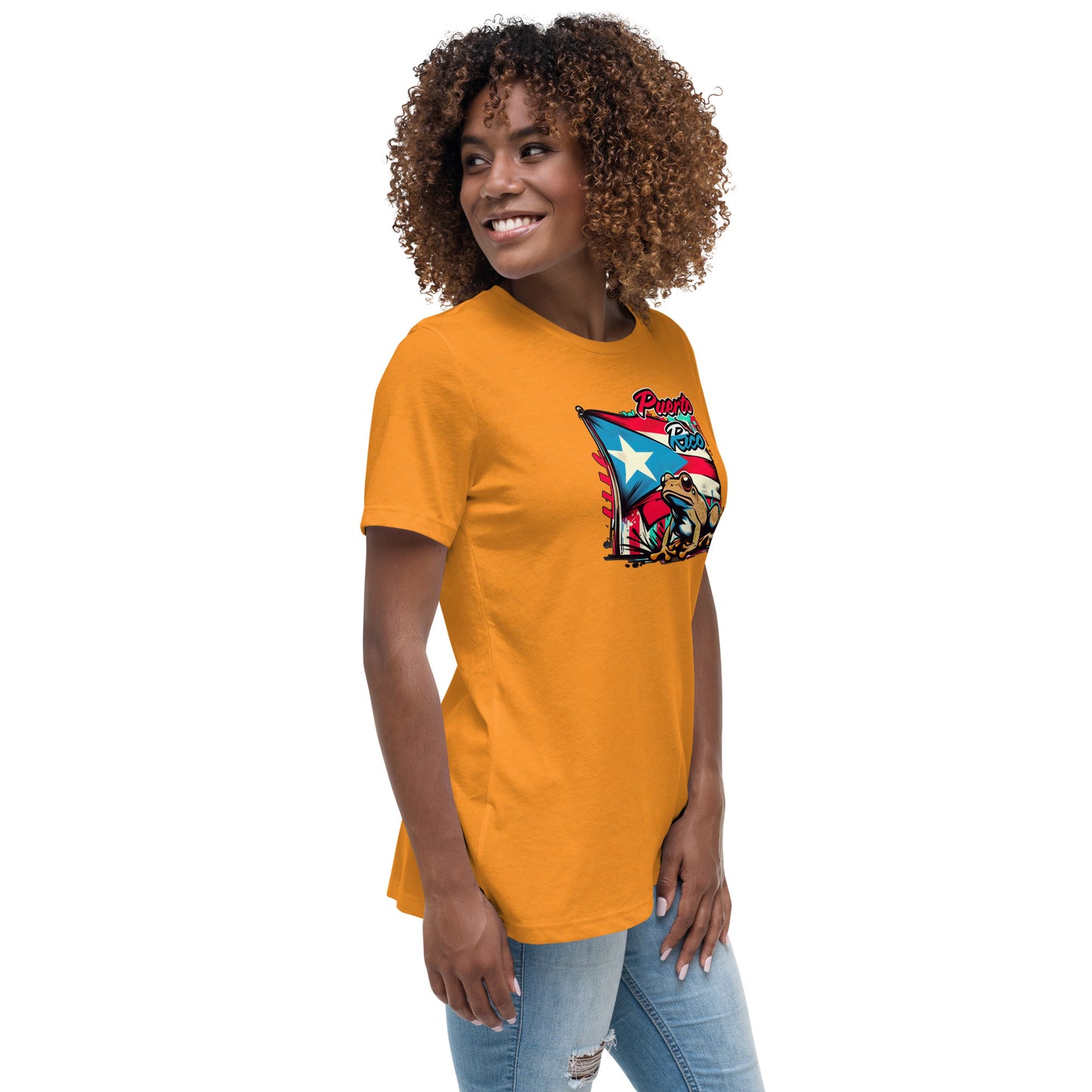Graffytees Puerto Rico flag and Coqui Women's Relaxed T-Shirt