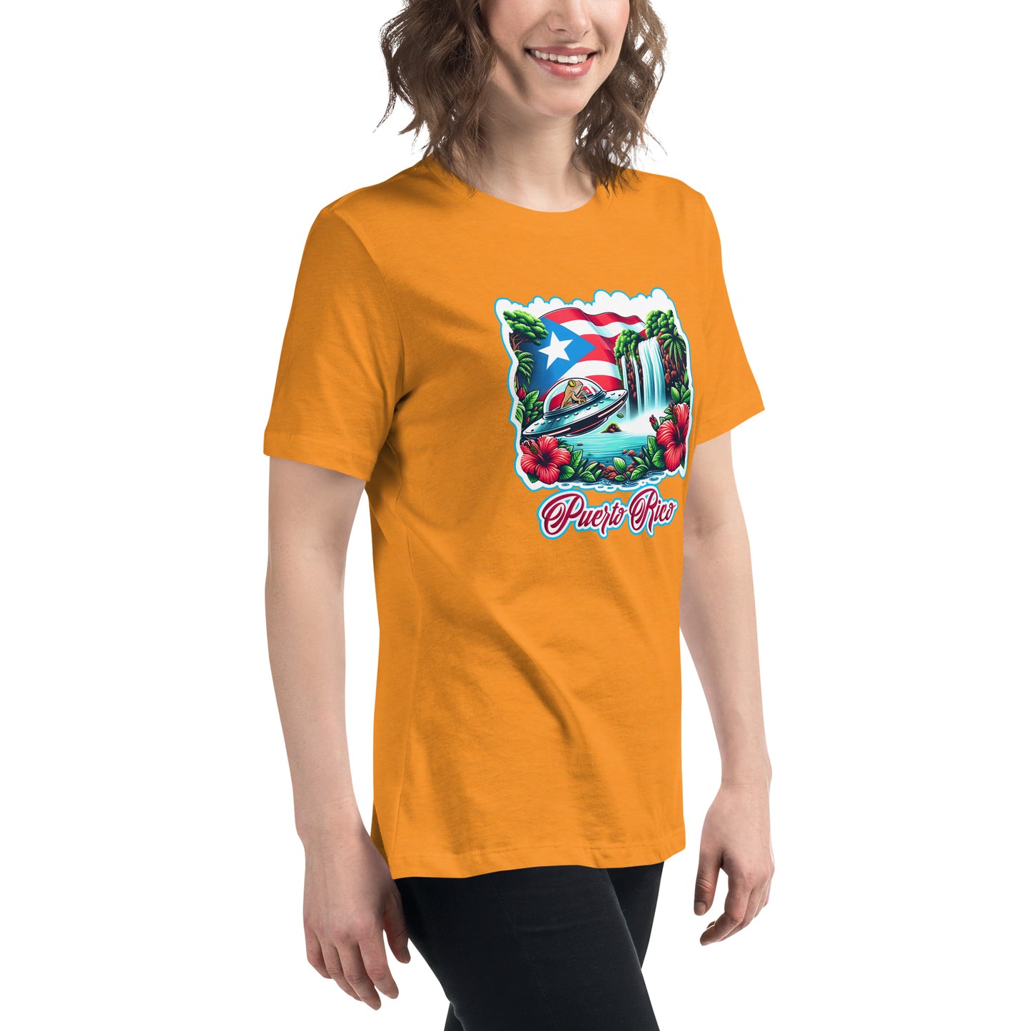 Graffytees Puerto Rico Coqui in UFO Women's Relaxed T-Shirt