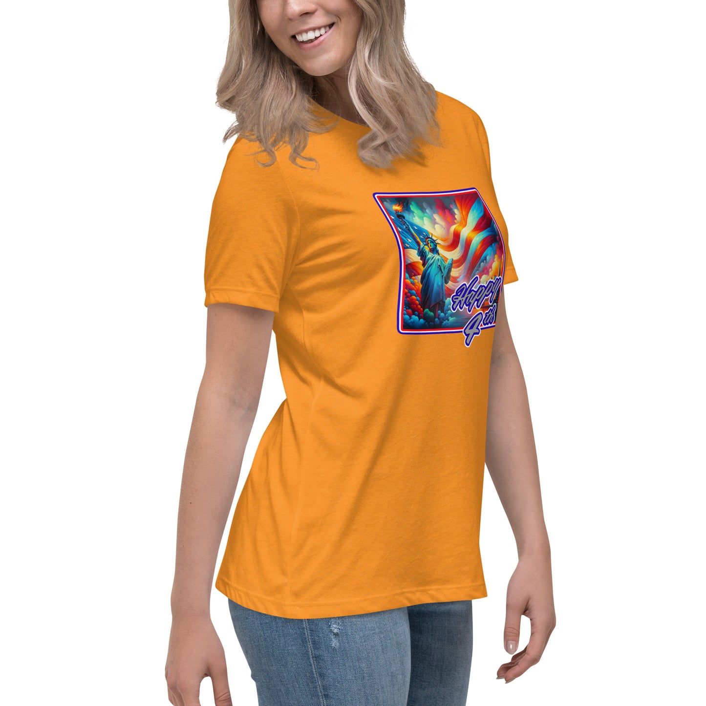 Graffytees Happy 4th of July Women's Relaxed T-Shirt