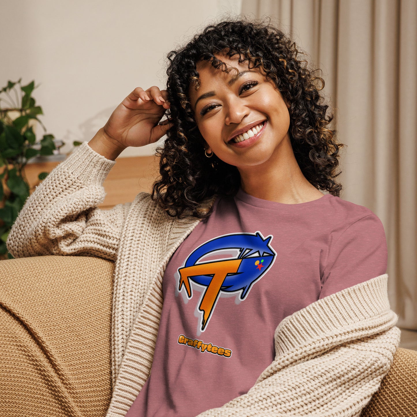 Graffytees GT graffiti monogram Lt Bkrd Women's Relaxed T-Shirt