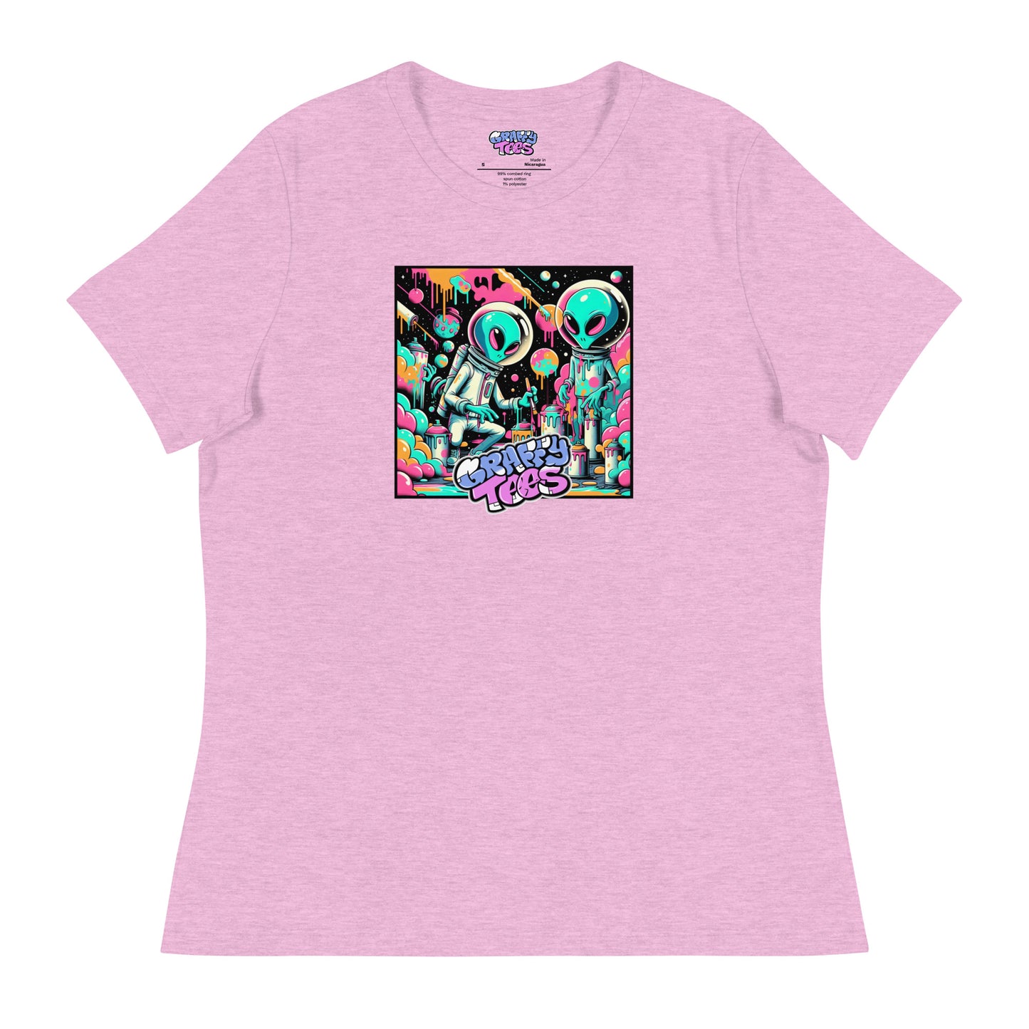 GraffyTees Aliens Painting Women's Relaxed T-Shirt