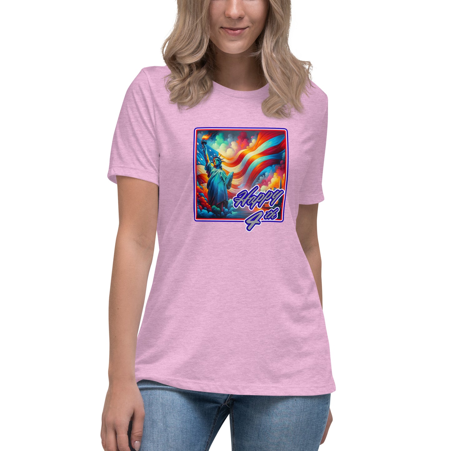 Graffytees Happy 4th of July Women's Relaxed T-Shirt