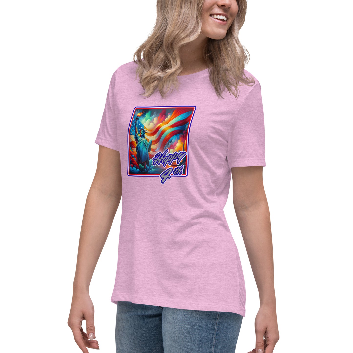 Graffytees Happy 4th of July Women's Relaxed T-Shirt
