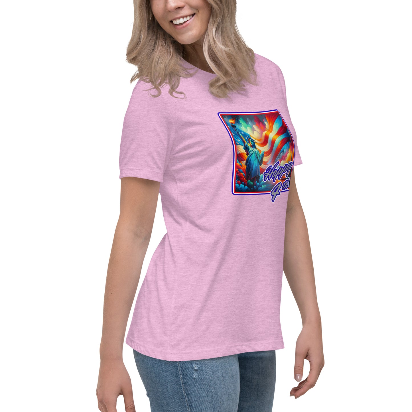 Graffytees Happy 4th of July Women's Relaxed T-Shirt
