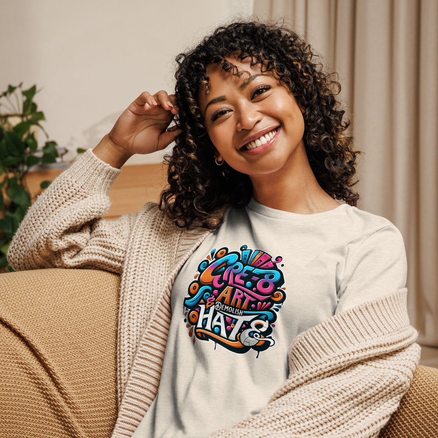 Graffytees CRE-8 Art design Women's Relaxed T-Shirt