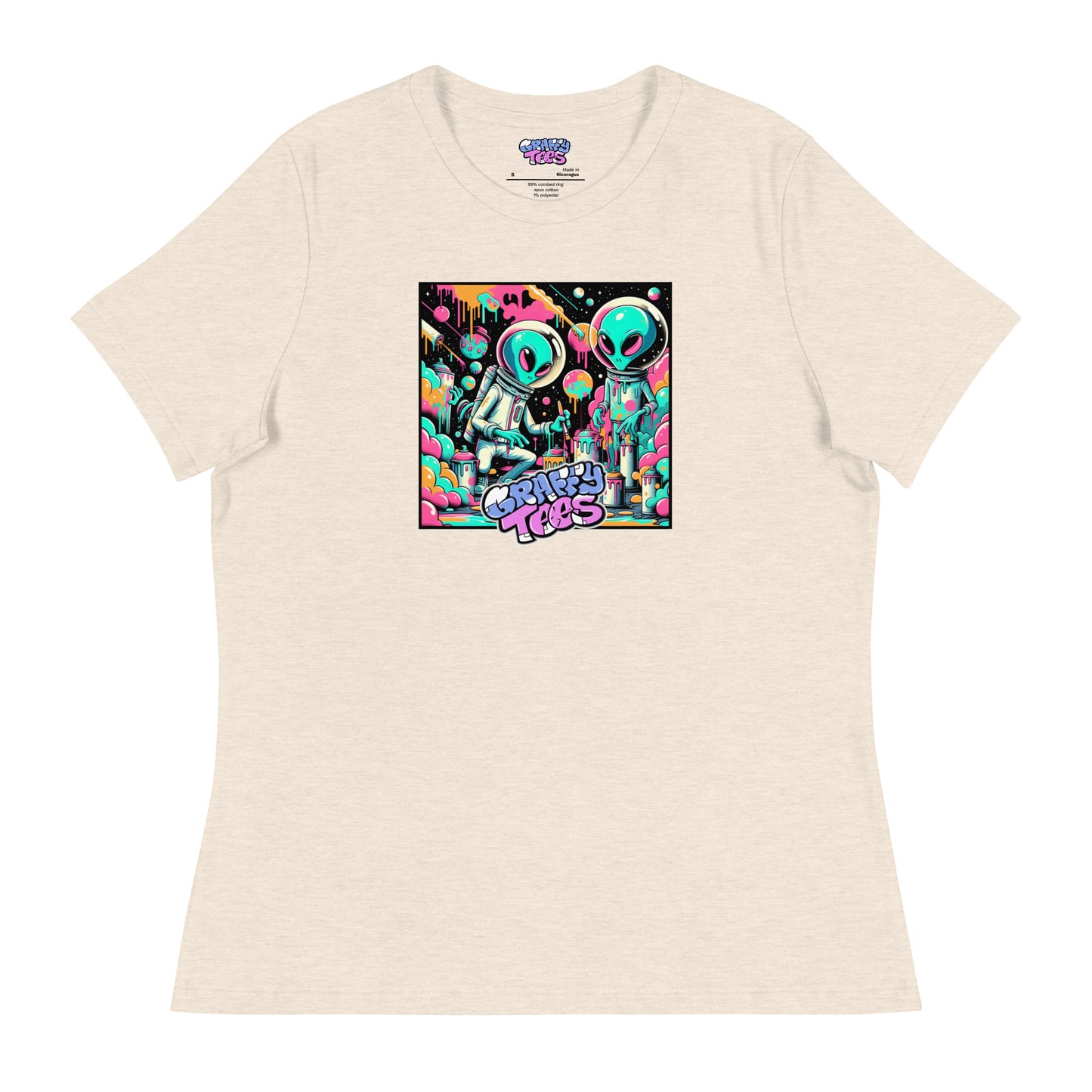 GraffyTees Aliens Painting Women's Relaxed T-Shirt