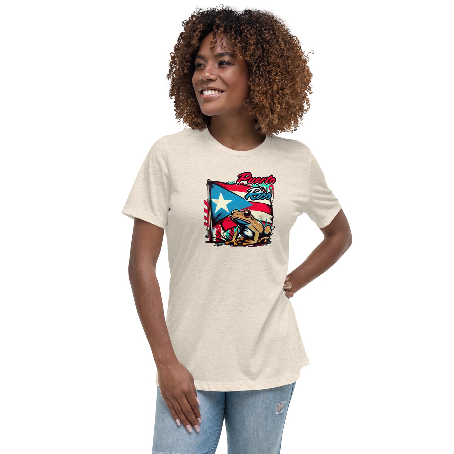 Graffytees Puerto Rico flag and Coqui Women's Relaxed T-Shirt