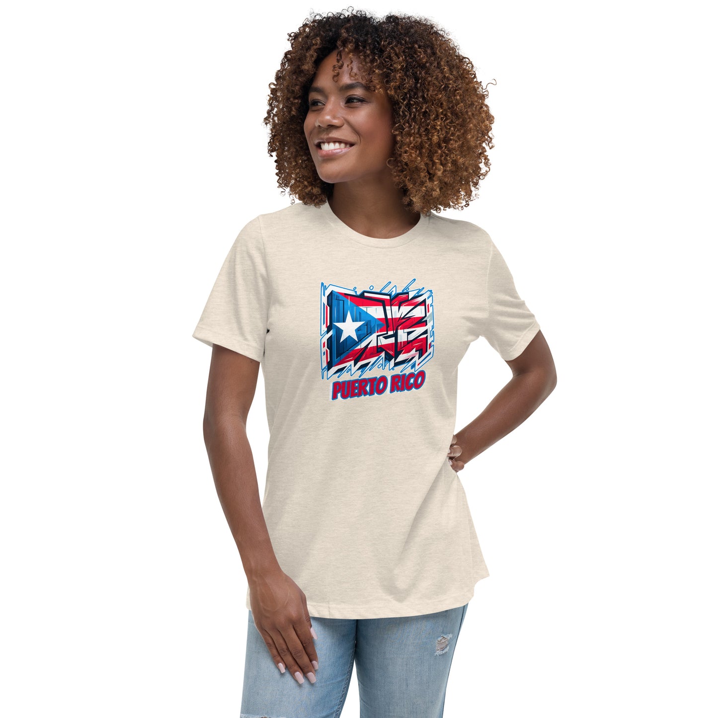 Graffytees Puerto Rico Graffiti flag Women's Relaxed T-Shirt
