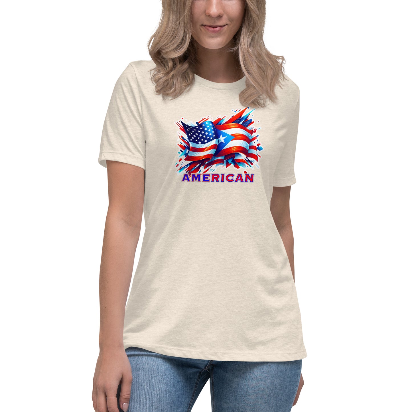 Graffytees AME-RICAN flags US-PR Women's Relaxed T-Shirt
