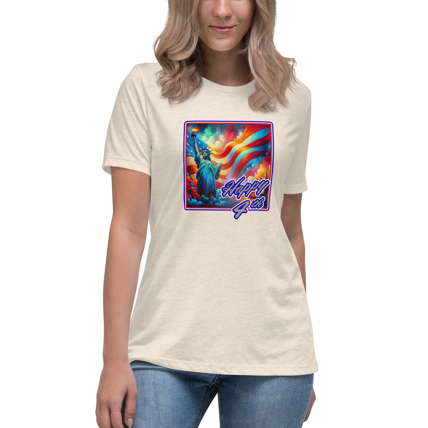 Graffytees Happy 4th of July Women's Relaxed T-Shirt