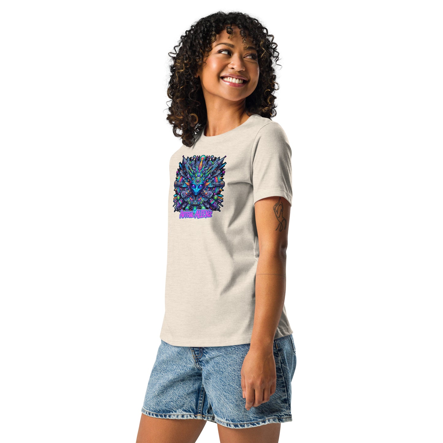 Graffytees Artful Alienz Purp designWomen's Relaxed T-Shirt