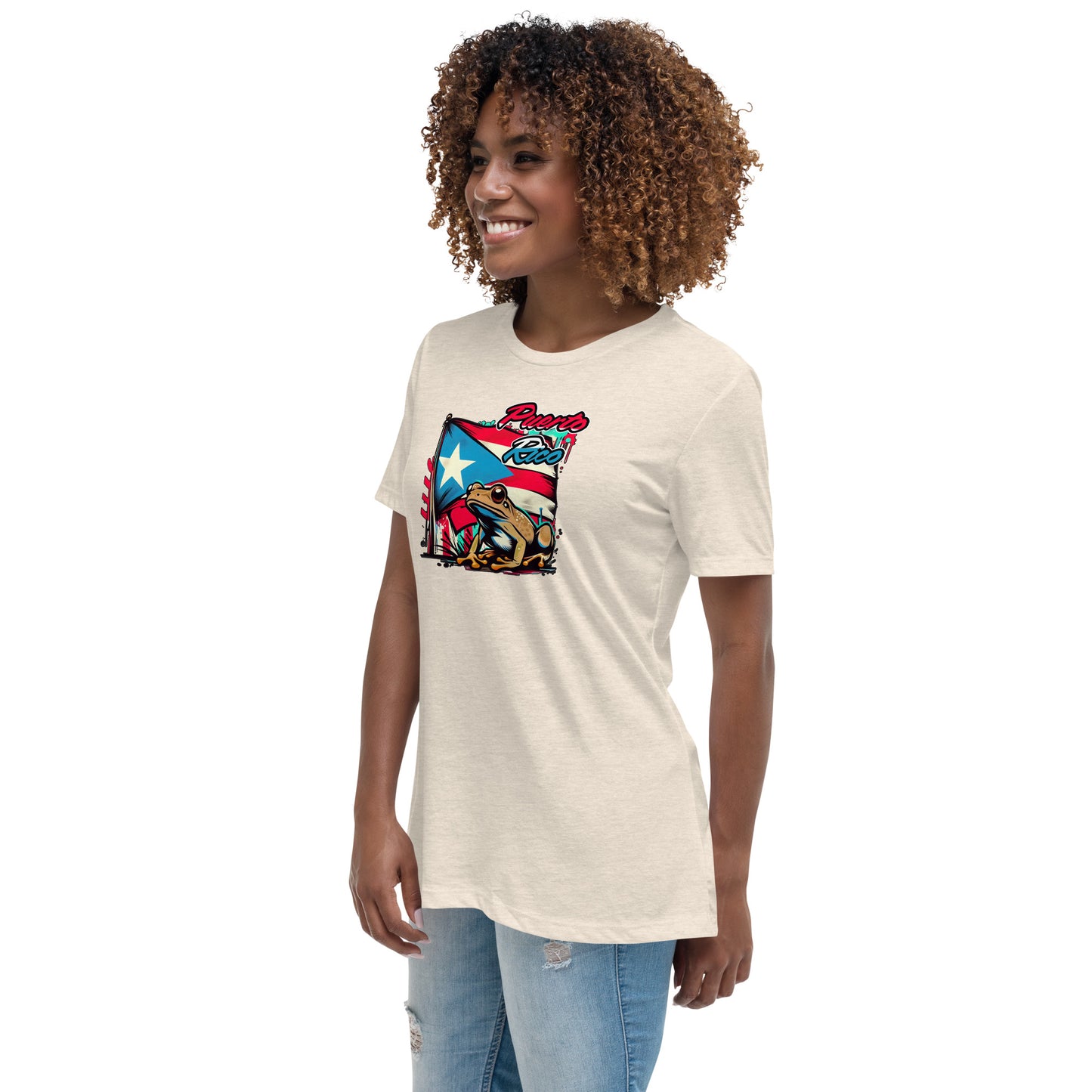 Graffytees Puerto Rico flag and Coqui Women's Relaxed T-Shirt