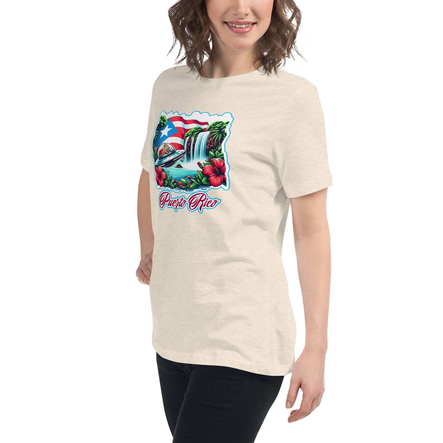Graffytees Puerto Rico Coqui in UFO Women's Relaxed T-Shirt
