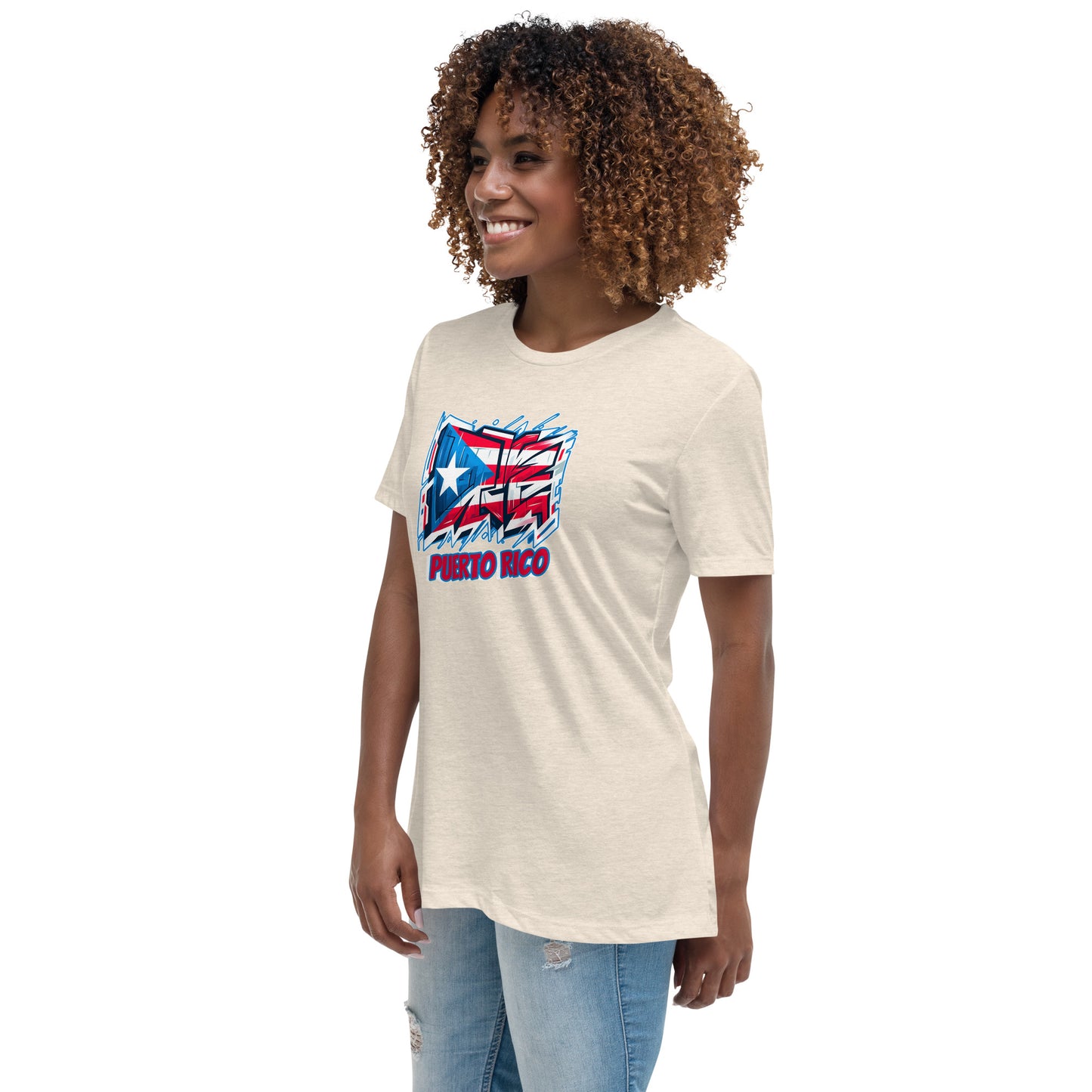 Graffytees Puerto Rico Graffiti flag Women's Relaxed T-Shirt