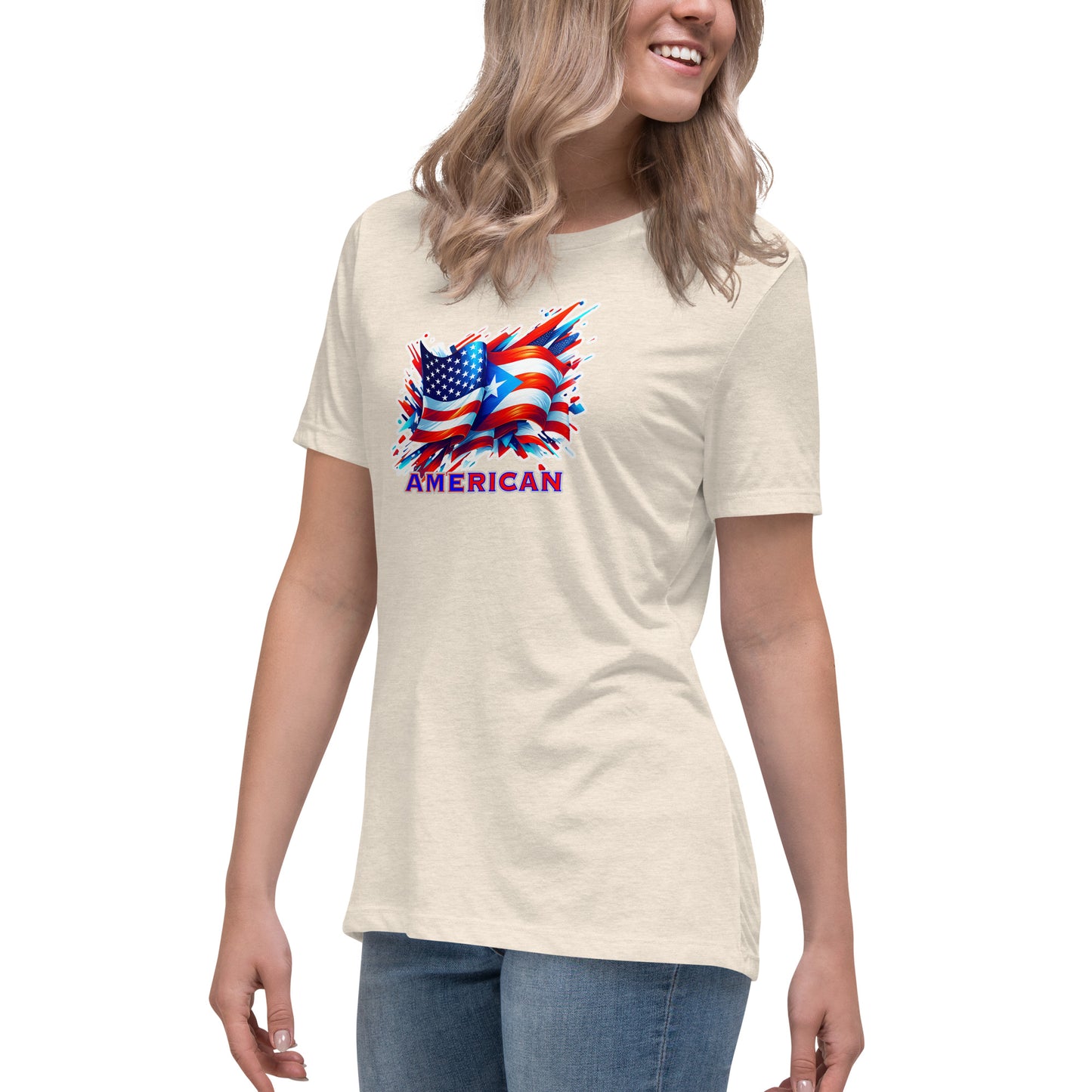 Graffytees AME-RICAN flags US-PR Women's Relaxed T-Shirt