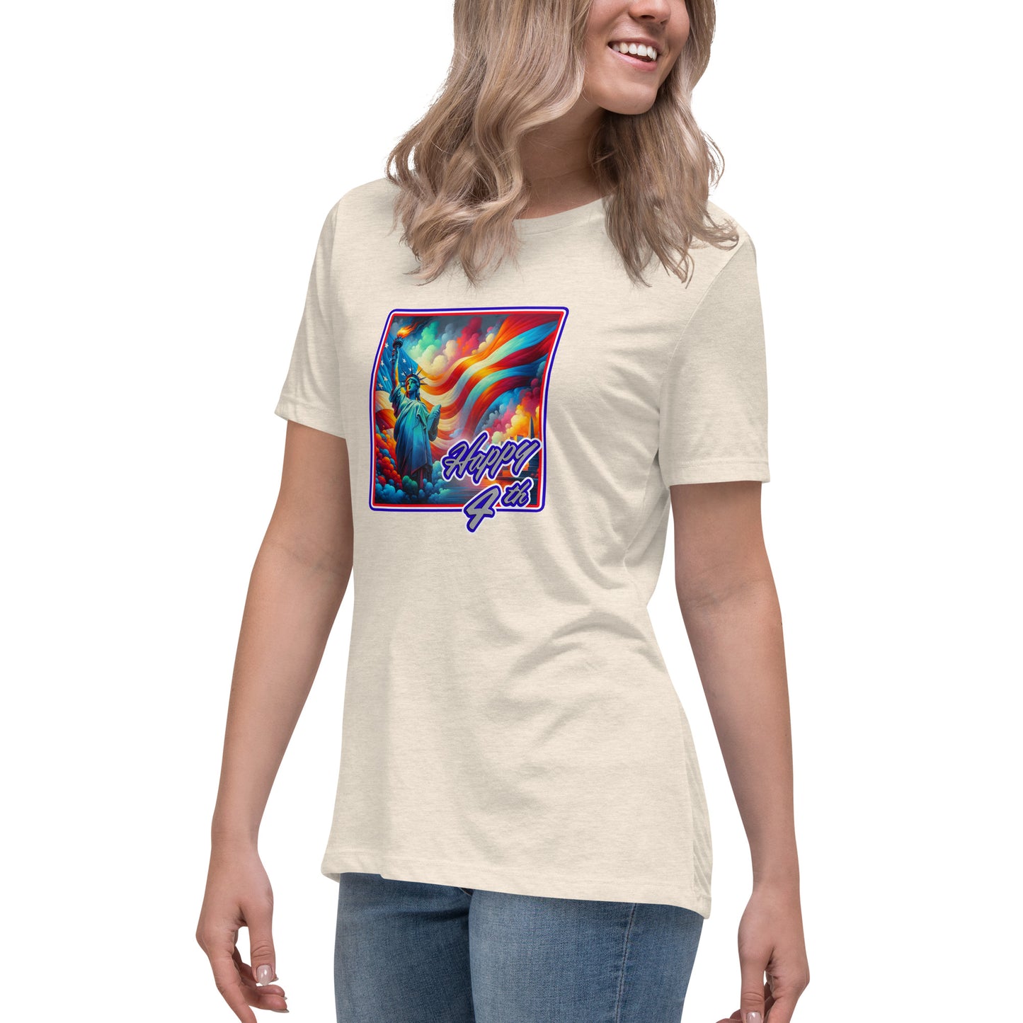 Graffytees Happy 4th of July Women's Relaxed T-Shirt