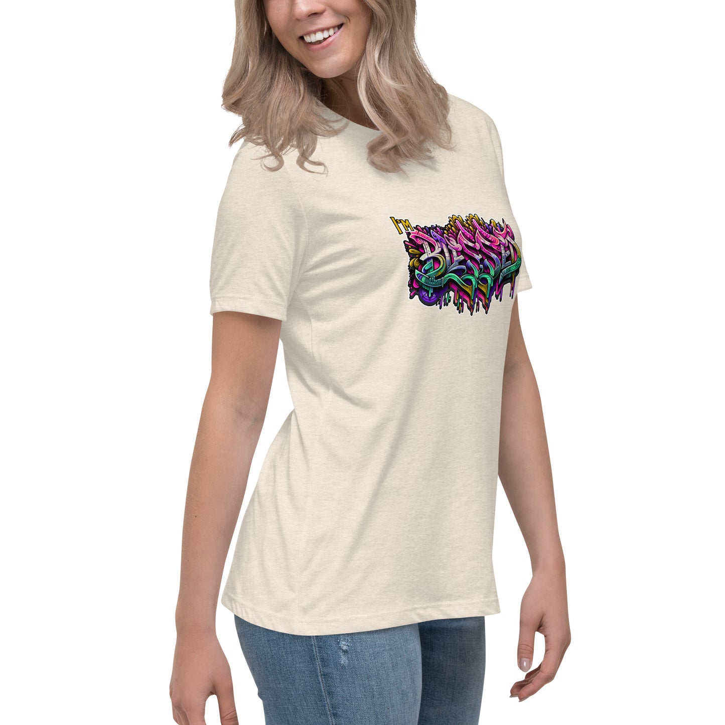 Graffytees Blessed Graffiti design Women's Relaxed T-Shirt