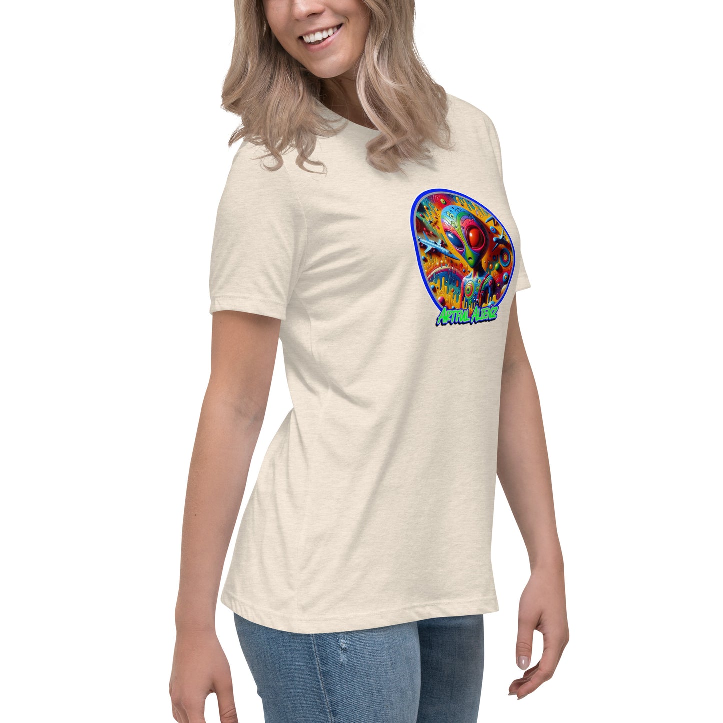 Graffytees Artful Alienz colorful graffiti design Women's Relaxed T-Shirt