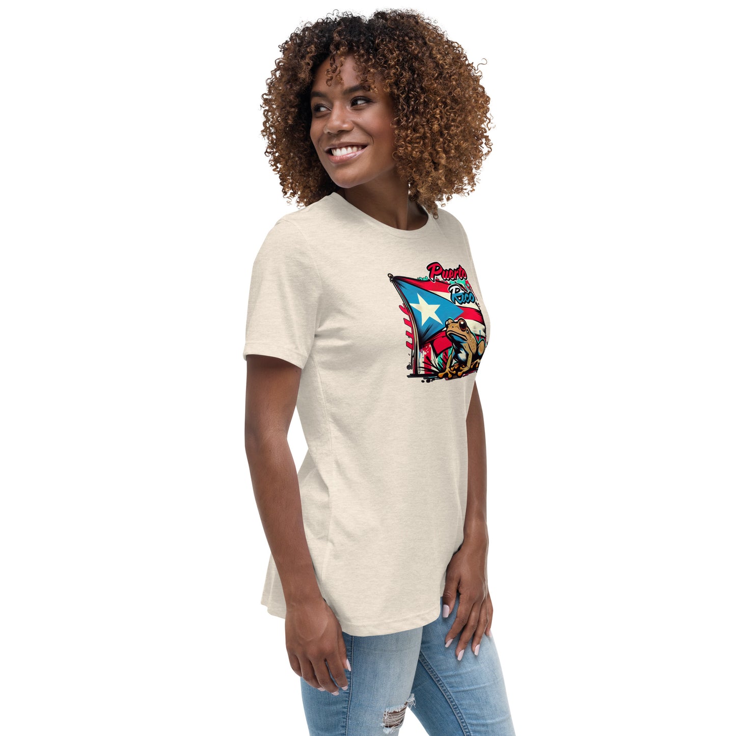 Graffytees Puerto Rico flag and Coqui Women's Relaxed T-Shirt