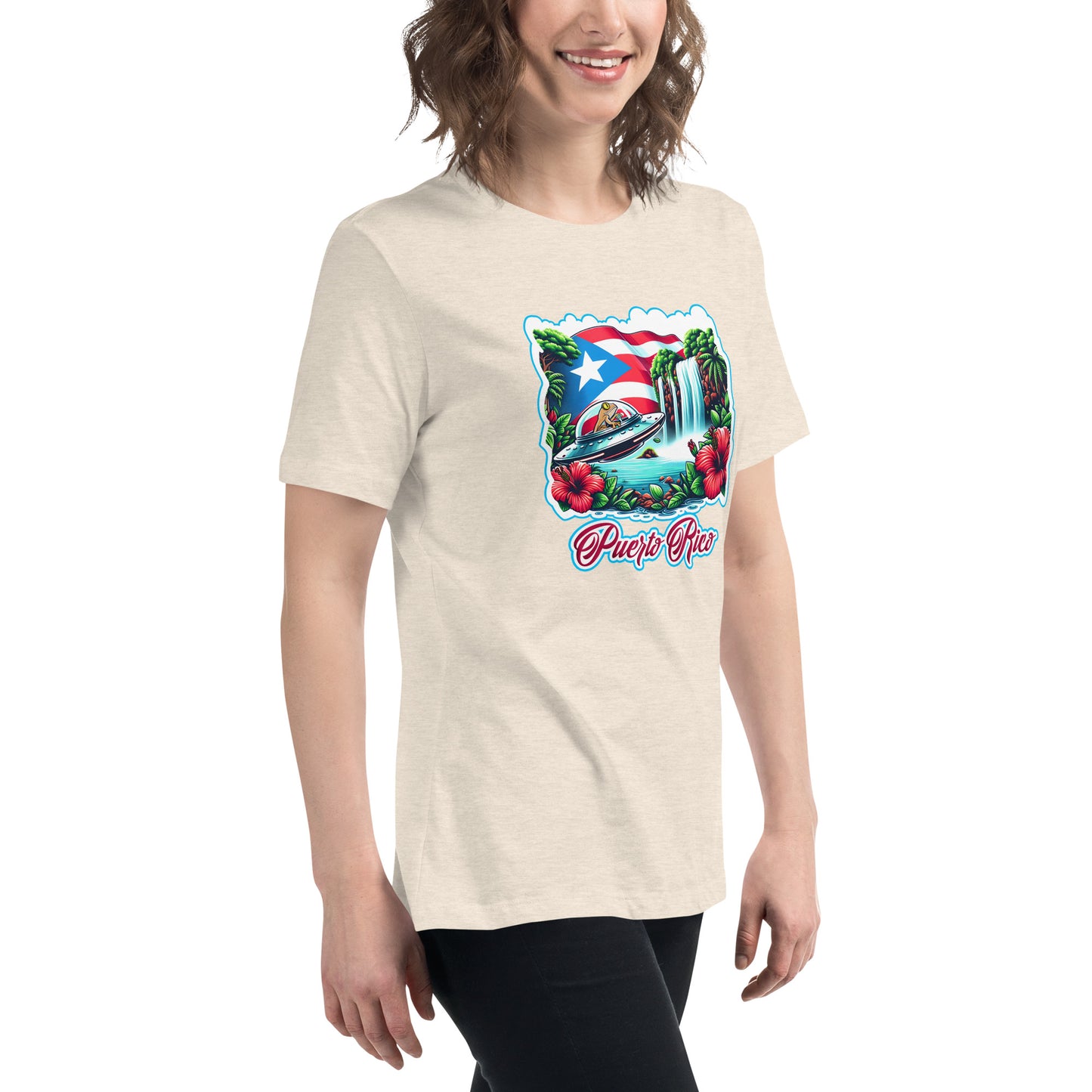 Graffytees Puerto Rico Coqui in UFO Women's Relaxed T-Shirt