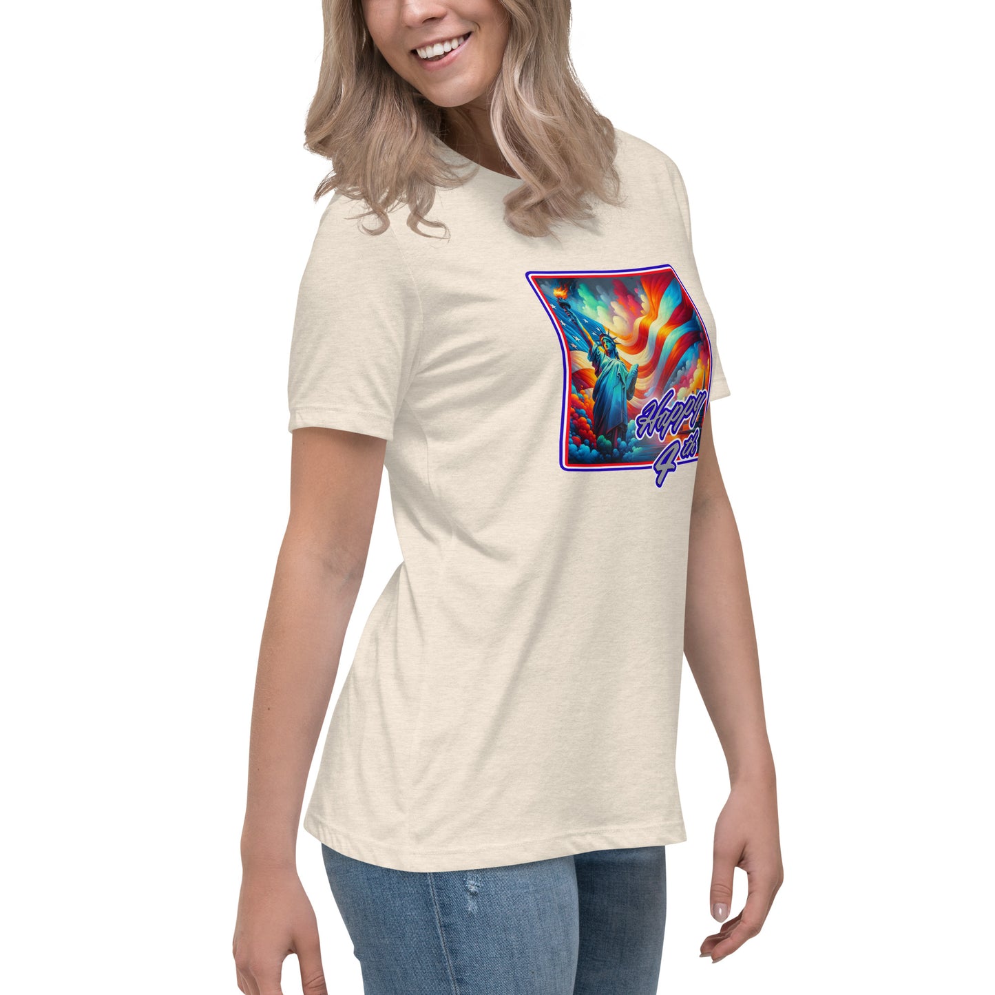 Graffytees Happy 4th of July Women's Relaxed T-Shirt