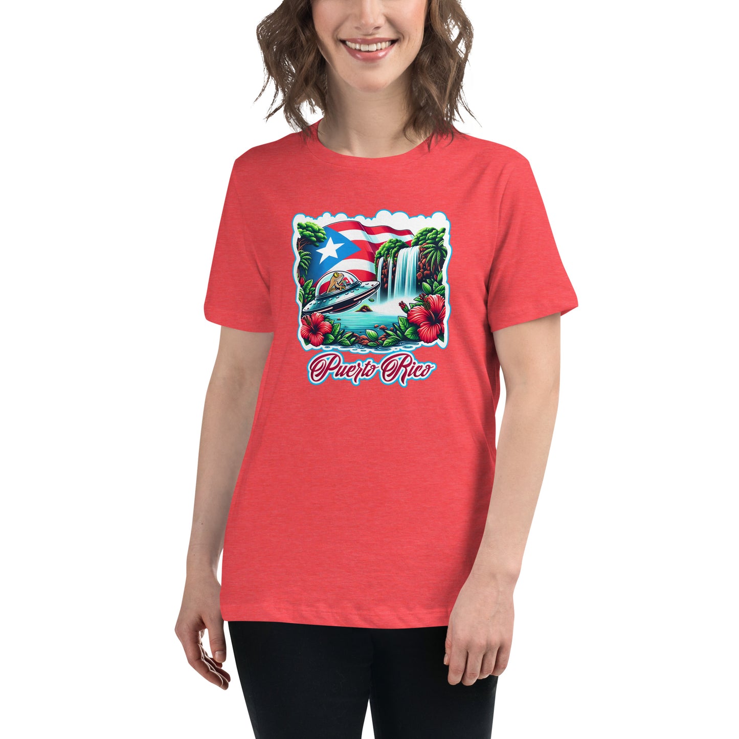 Graffytees Puerto Rico Coqui in UFO Women's Relaxed T-Shirt